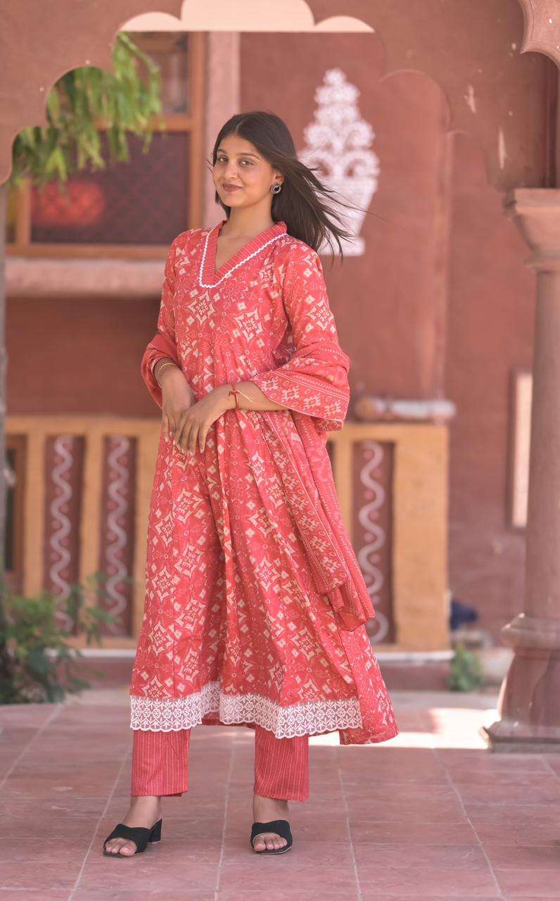 ANARKALI BY TEXOFAB IN CAMBRIC COTTON ANARKALI STYLE 3PC CONSEPAT 