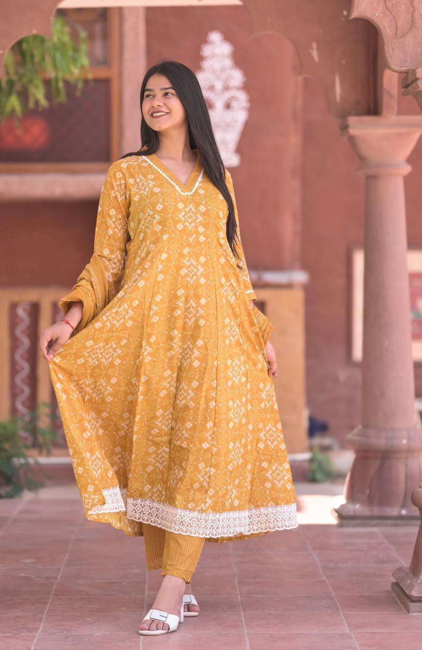 ANARKALI BY TEXOFAB IN CAMBRIC COTTON ANARKALI STYLE 3PC CONSEPAT 