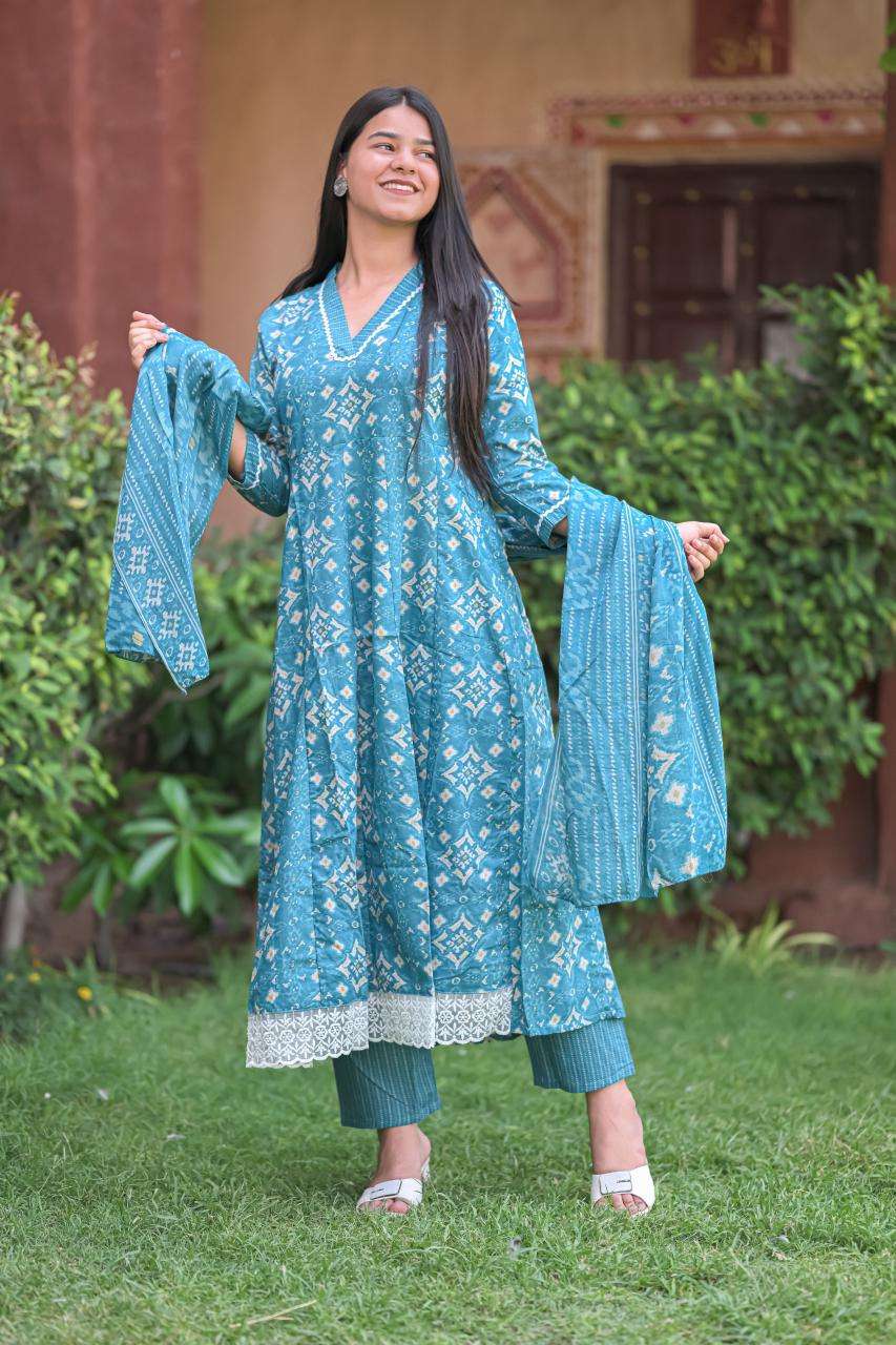 ANARKALI BY TEXOFAB IN CAMBRIC COTTON ANARKALI STYLE 3PC CONSEPAT 