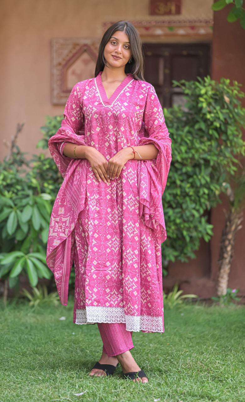 ANARKALI BY TEXOFAB IN CAMBRIC COTTON ANARKALI STYLE 3PC CONSEPAT 