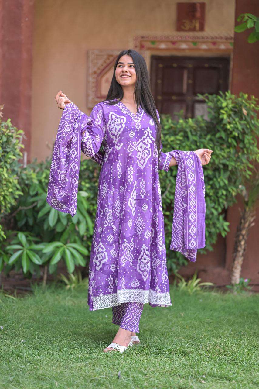 ANARKALI BY TEXOFAB IN CAMBRIC COTTON ANARKALI STYLE 3PC CONSEPAT 