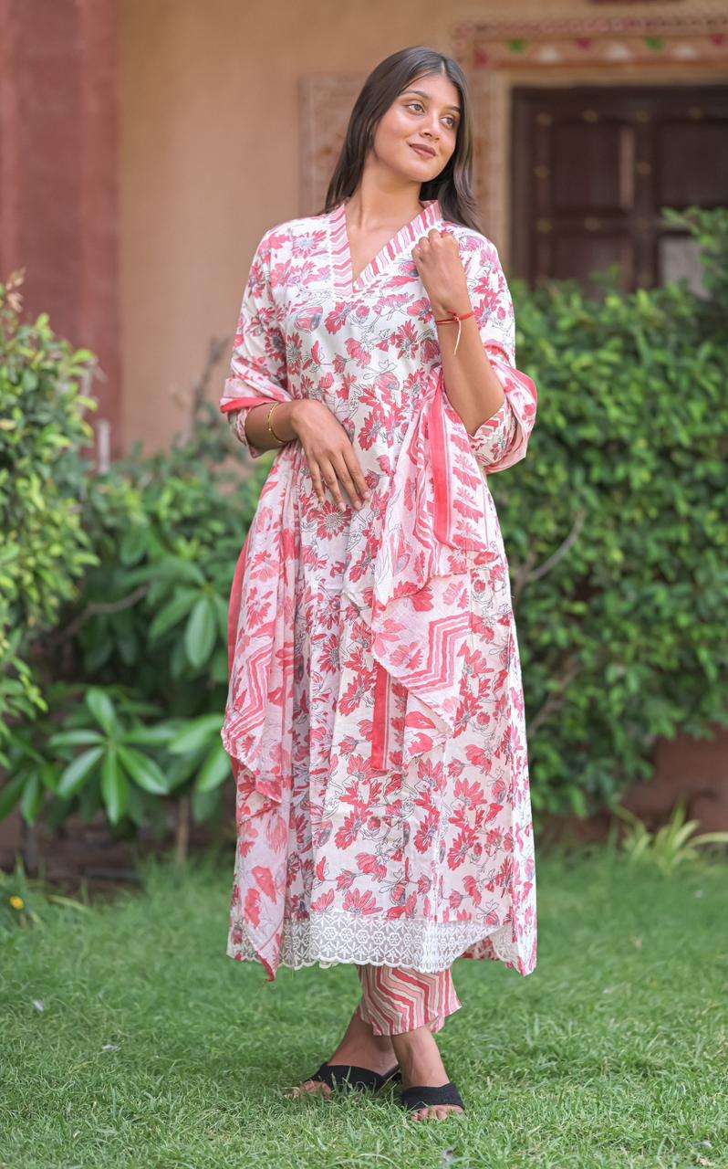 ANARKALI BY TEXOFAB IN CAMBRIC COTTON ANARKALI STYLE 3PC CONSEPAT 