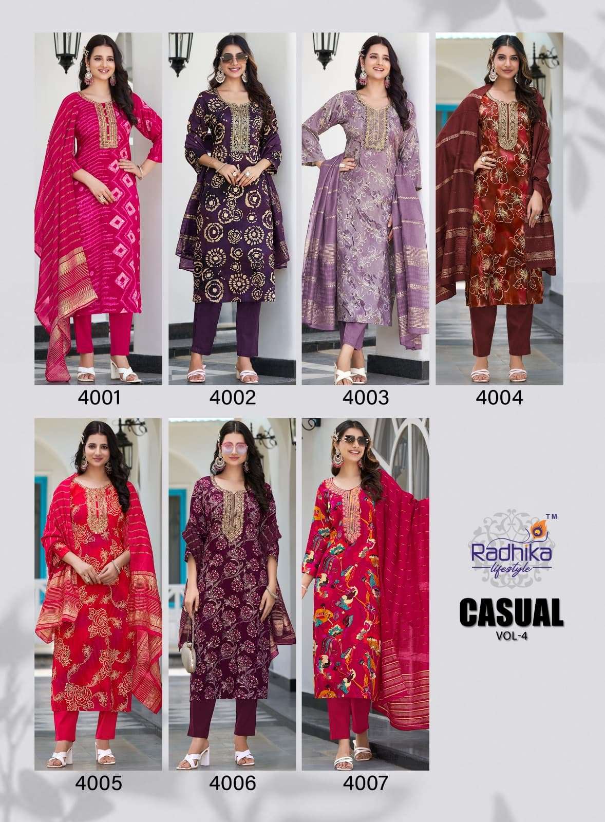 CASUAL VOL 4 BY RADHIKA LIFE STYLE IN HEAVY RAYON FOIL PRINT WITH EMBROIDERY WORK