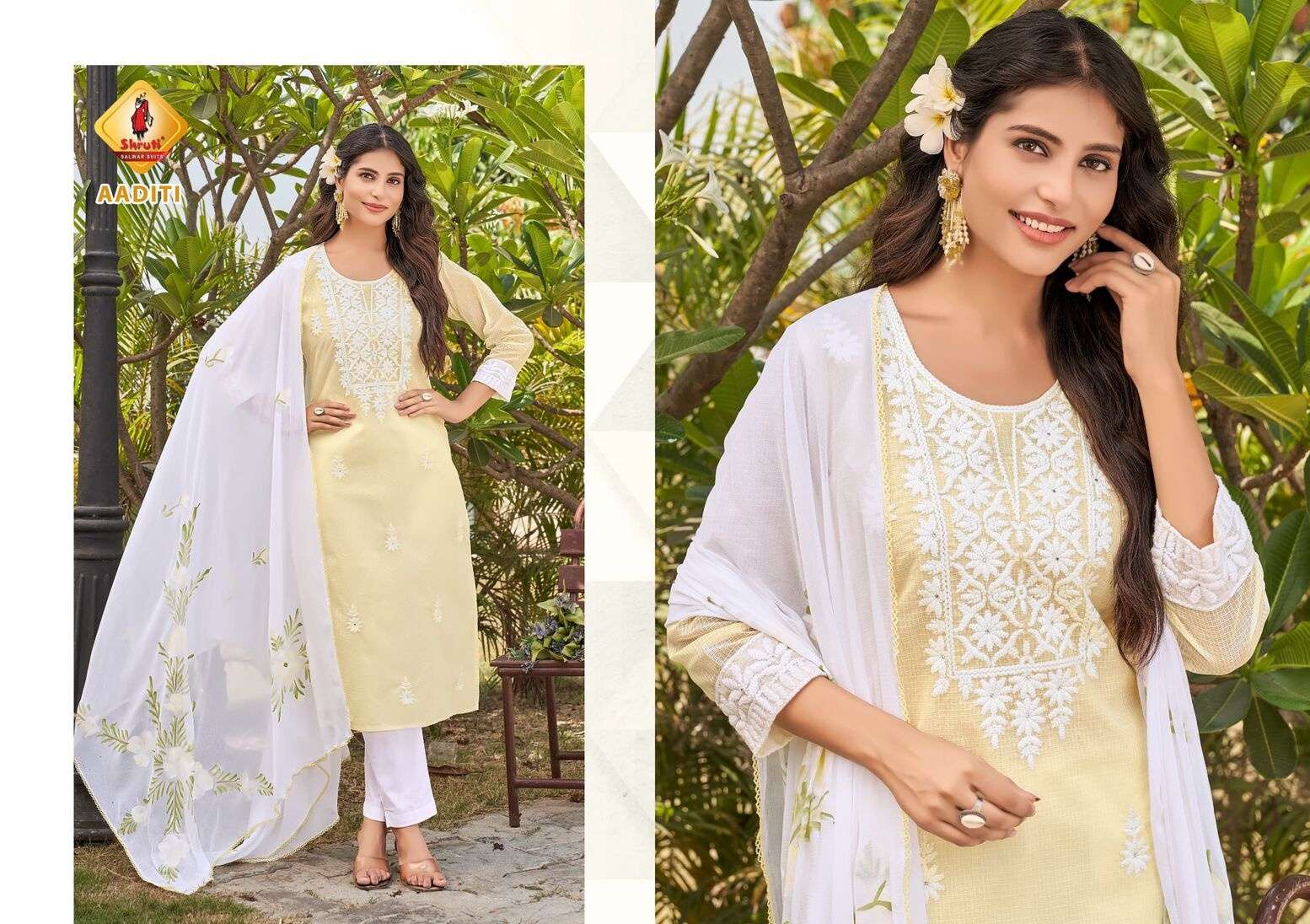 CHILL VOL-10 BY SHRUTI SUIT IN PURE SUPER NET ELEGANT KURTI PANT WITH HAND-PAINTED DUPATTA