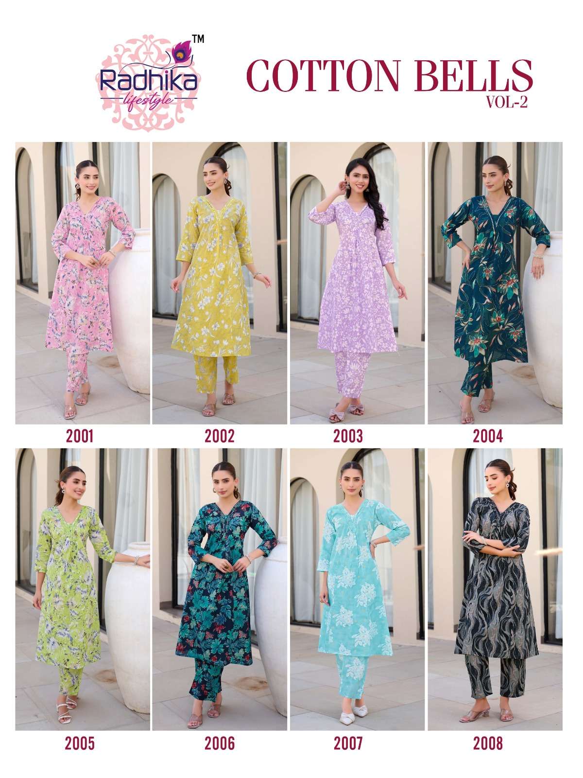 COTTON BELLS VOL 2 BY RADHIKA LIFE STYLE IN COTTON FOIL PRINT WITH WORK KURTI - PLAZO 
