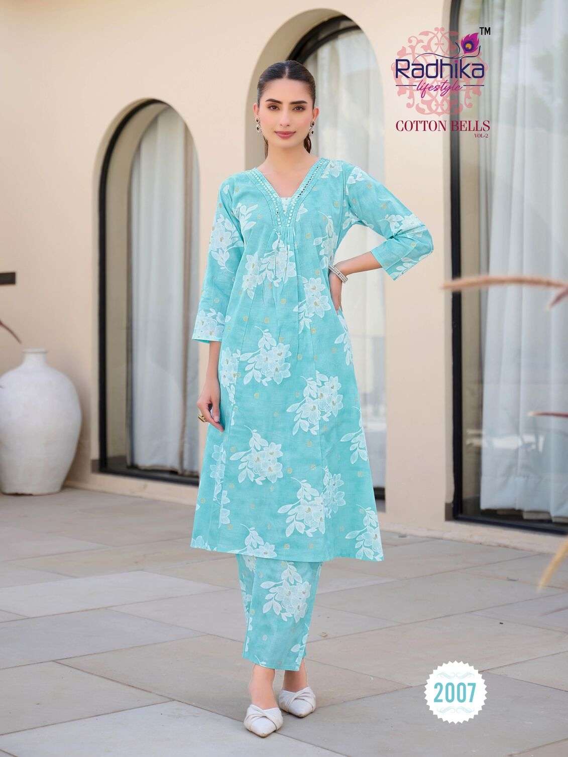 COTTON BELLS VOL 2 BY RADHIKA LIFE STYLE IN COTTON FOIL PRINT WITH WORK KURTI - PLAZO 
