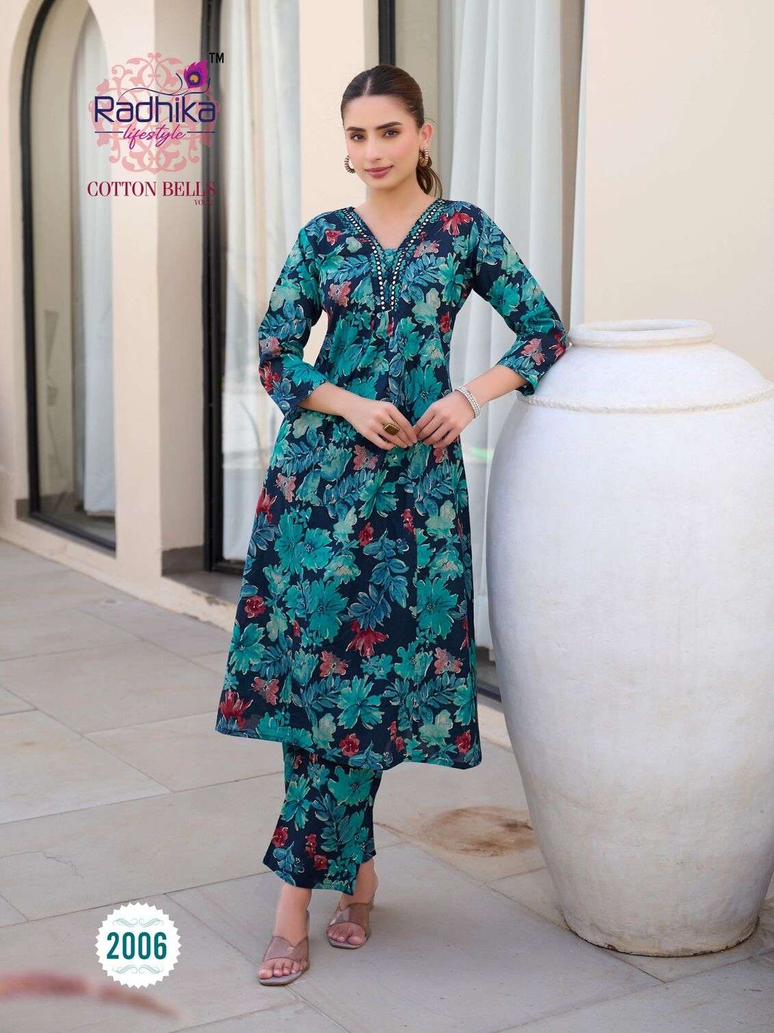 COTTON BELLS VOL 2 BY RADHIKA LIFE STYLE IN COTTON FOIL PRINT WITH WORK KURTI - PLAZO 