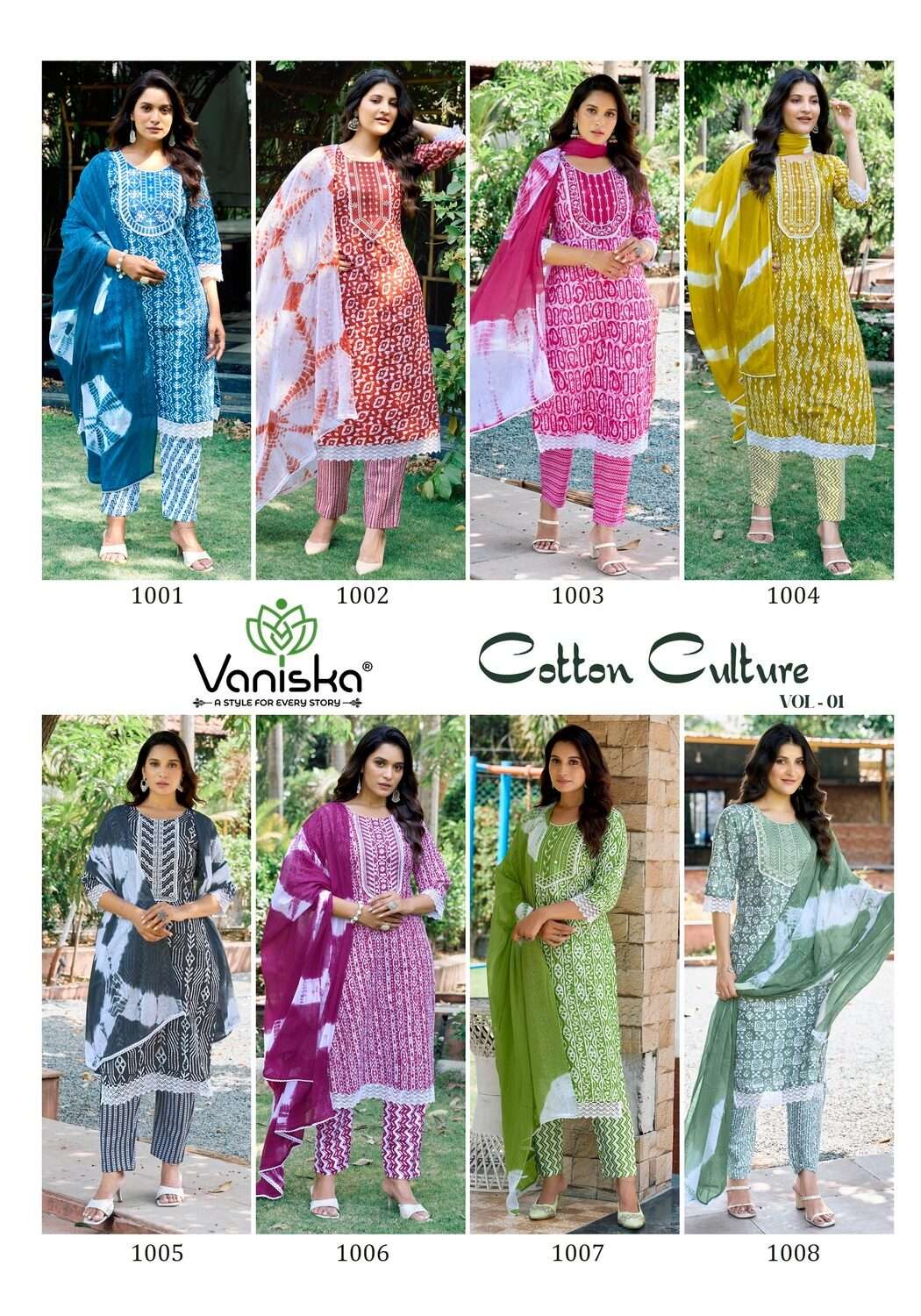 COTTON CULTURE VOL.1 BY VANISKA IN COTTON BATIK PRINT STRAIGHT KURTI WITH PANT 