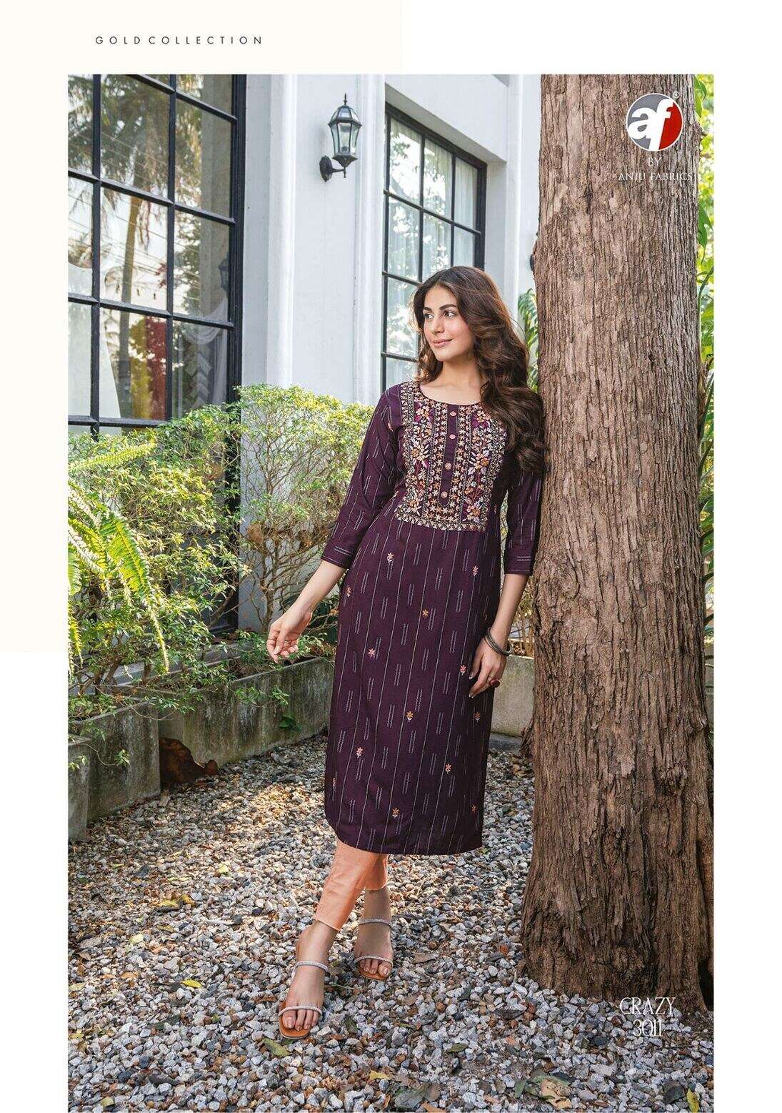 CRAZY VOL-5 BY ANJU FABRICS KATHA WITH HEAVY KNOT WORK CASUAL WEAR KURTI 