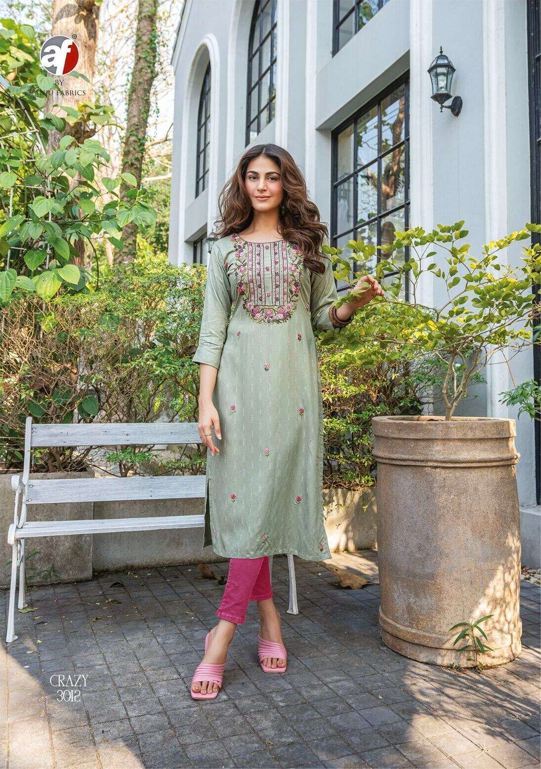 CRAZY VOL-5 BY ANJU FABRICS KATHA WITH HEAVY KNOT WORK CASUAL WEAR KURTI 