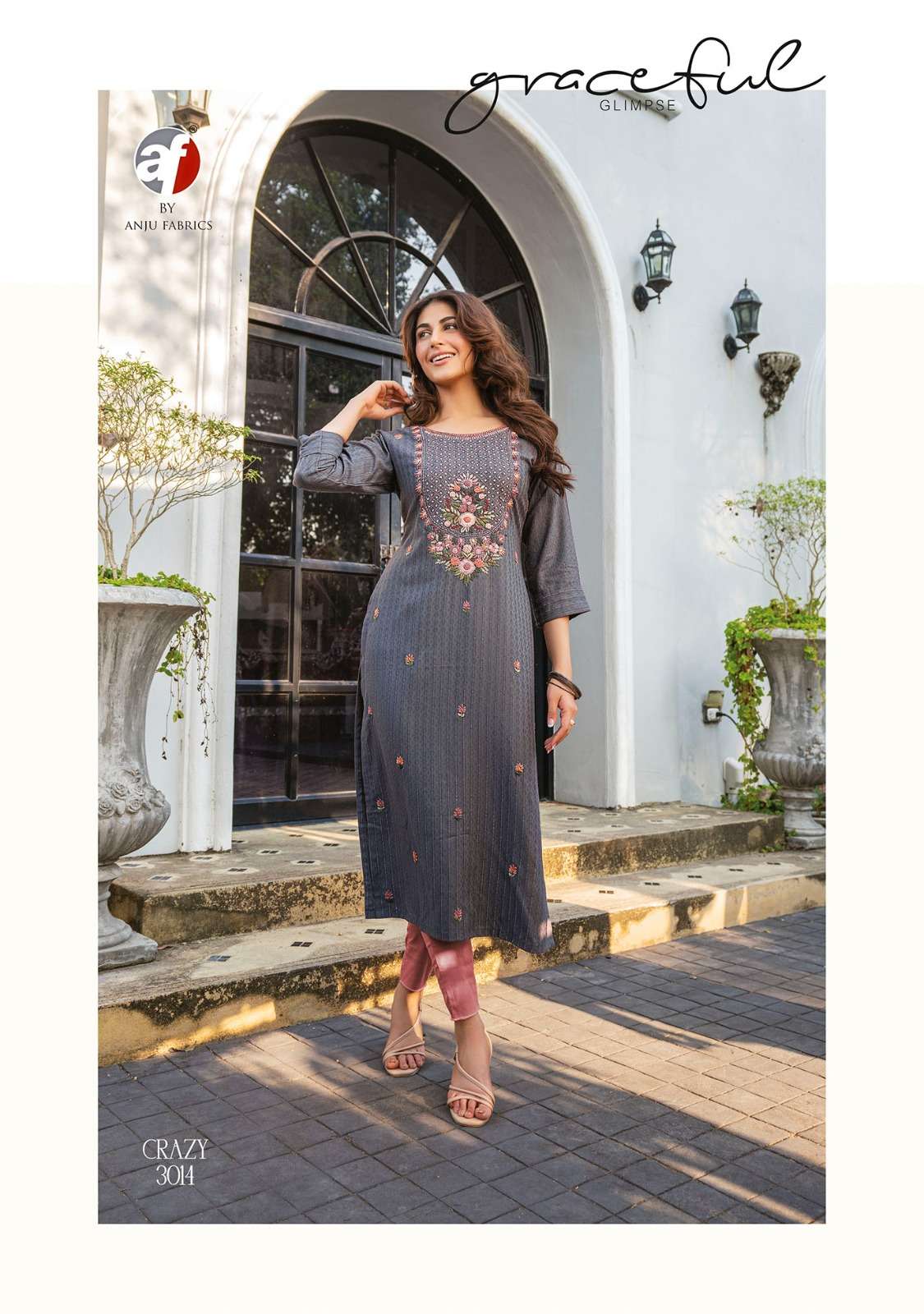CRAZY VOL-5 BY ANJU FABRICS KATHA WITH HEAVY KNOT WORK CASUAL WEAR KURTI 