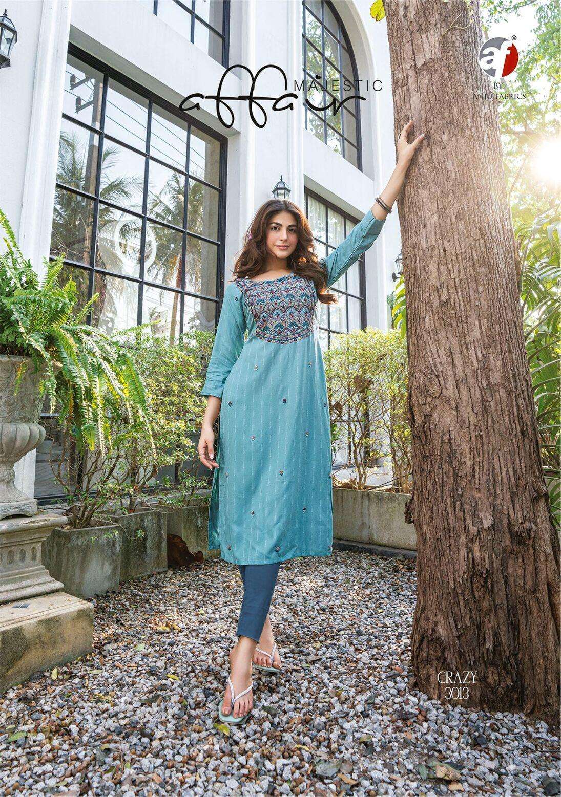 CRAZY VOL-5 BY ANJU FABRICS KATHA WITH HEAVY KNOT WORK CASUAL WEAR KURTI 