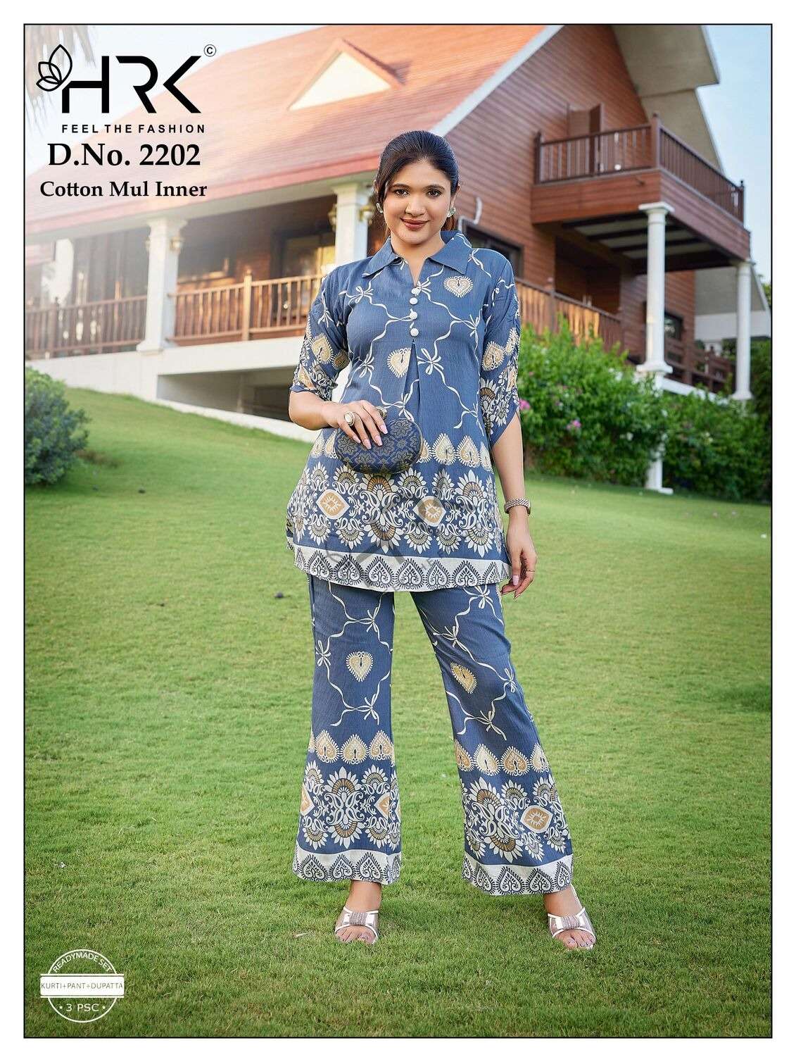 D.NO :- 2202 BY HRK IN PURE VISCOS PRINT WITH EXCLUSIVE BUTTON WITH COTTON MUL INNER 