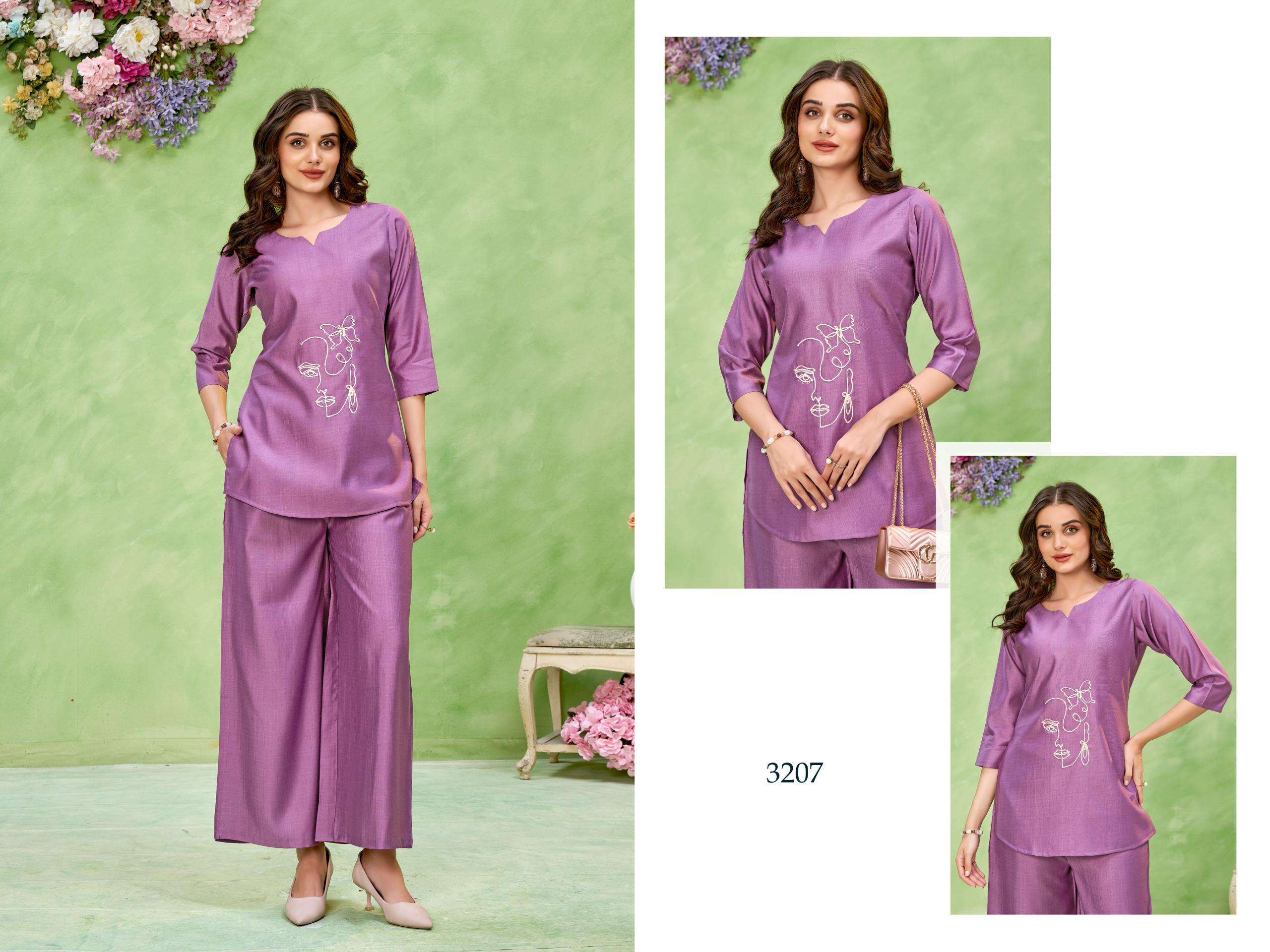 D.NO :- 3206 & 3207 BY LADIES FLAVOUR IN VATICAN SILK WITH DORI WORK CO-ORD SET
