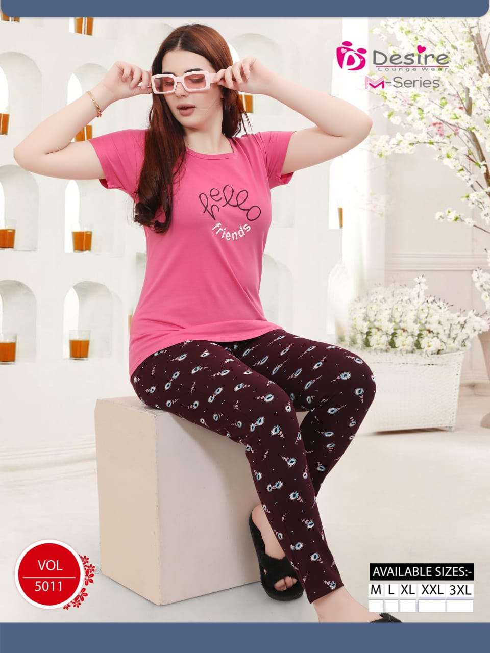 D.NO:- 5011 BY DESIRE LOUNGE WEAR IN M-SERIES NIGHT SUIT 