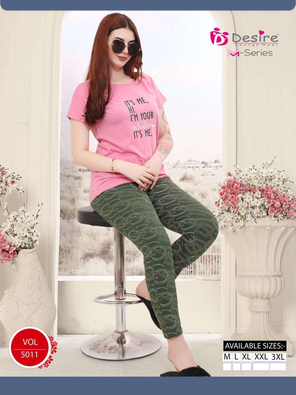 D.NO:- 5011 BY DESIRE LOUNGE WEAR IN M-SERIES NIGHT SUIT 