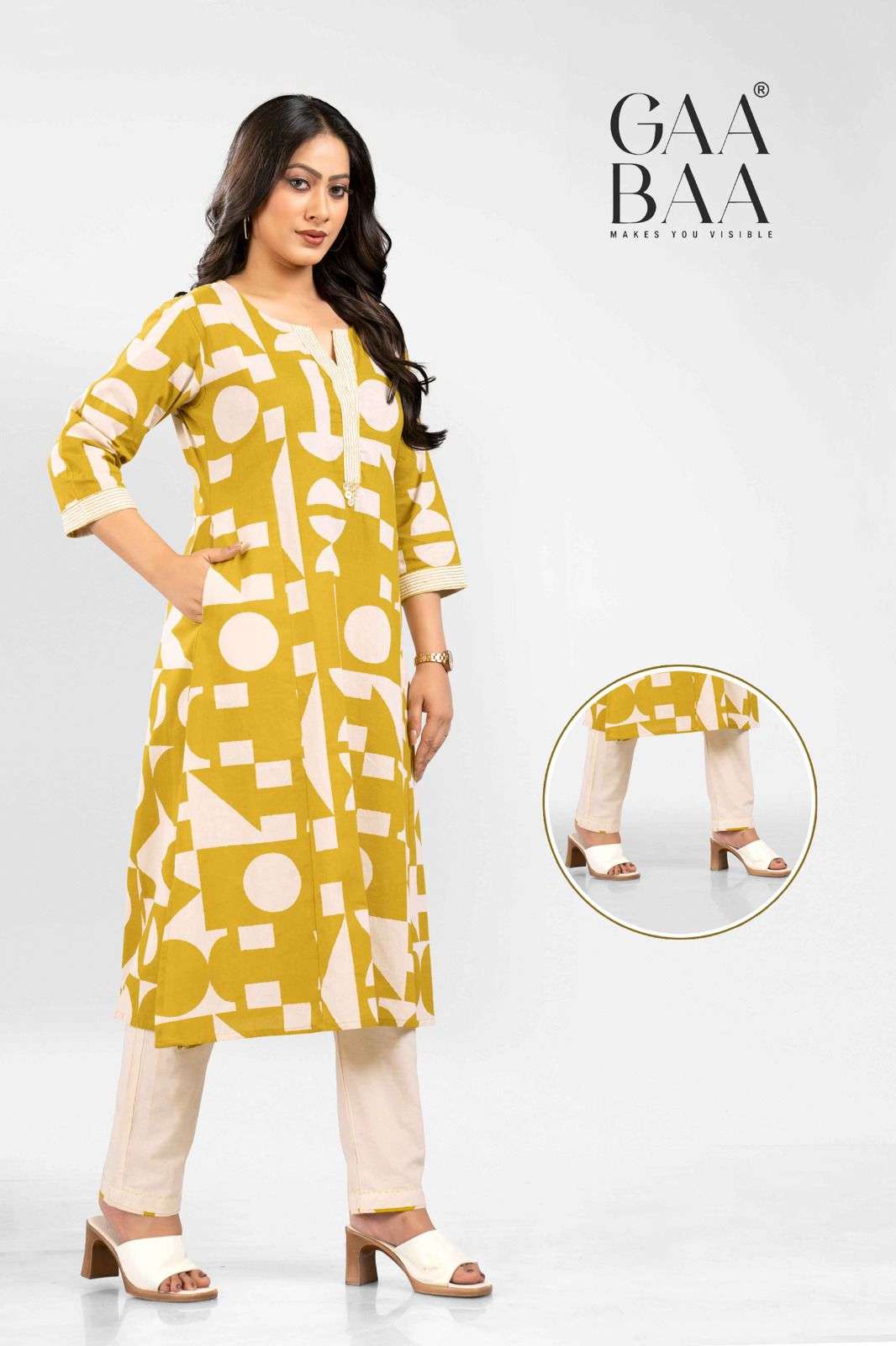 D.NO :- 923 BY GAABAA IN COTTON FLEX CO-ORD SET WITH VALUE ADDITIONS HAND STITCH 