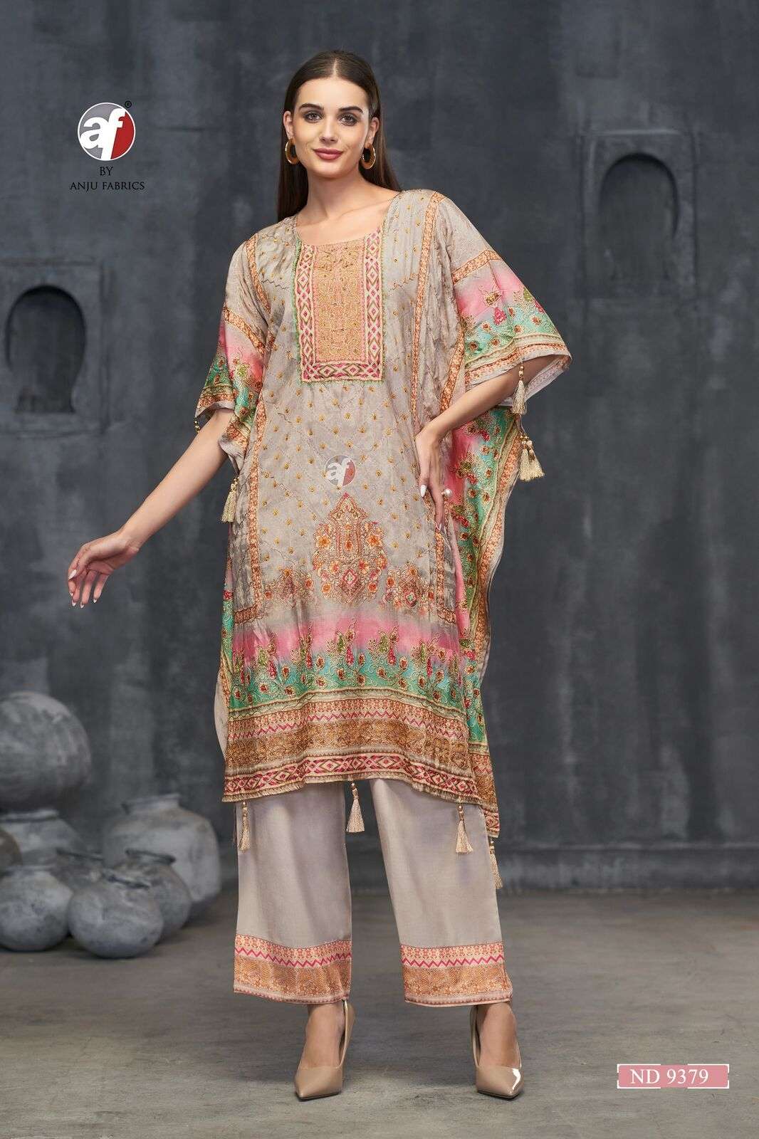 D.NO:- ND 9379 BY ANJU FABRICS IN BLENDED VISCOSE DESIGNER KAFTAN WITH DIVIDER 