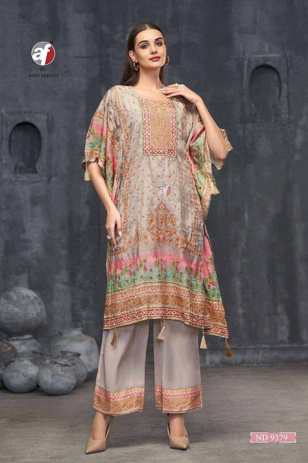 D.NO:- ND 9379 BY ANJU FABRICS IN BLENDED VISCOSE DESIGNER KAFTAN WITH DIVIDER 