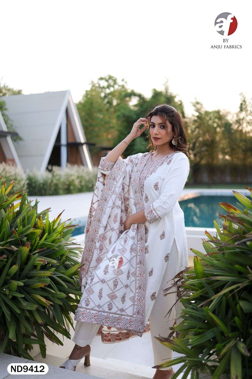 D.NO:- ND 9412 BY ANJU FABRICS IN PURE COTTON JACQUARD KURTI PANT WITH DUPATTA 