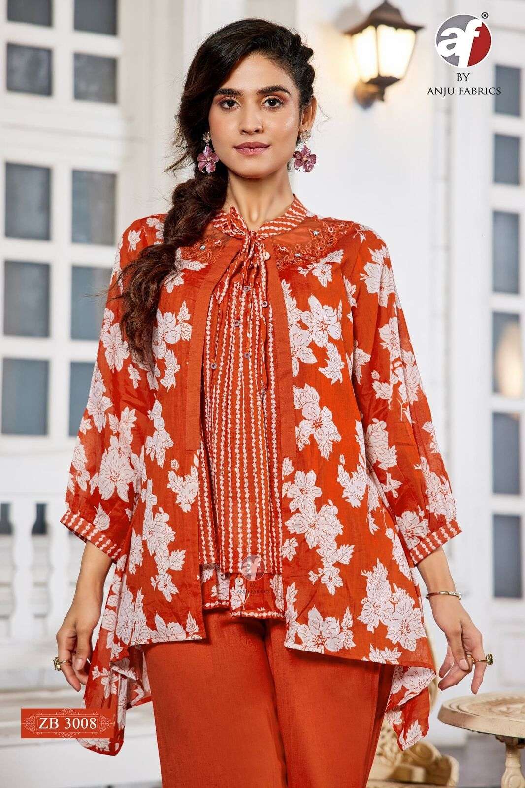 D.NO:- ZB 3008 BY ANJU FABRICS IN MUL COTTON DESIGNER CO-ORD SET WITH CUTWORK 