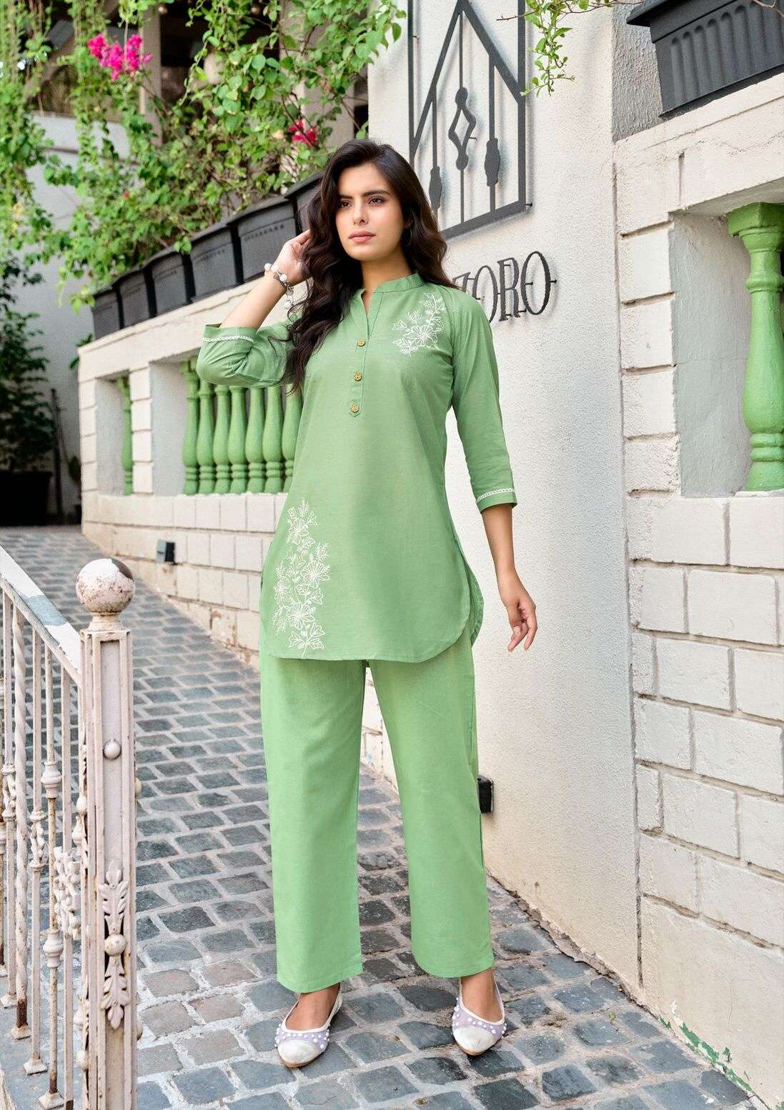 FABULOUS BY TIPS & TOPS IN PREMIUM COTTON EMBROIDERY WORK WITH PANT POCKET 