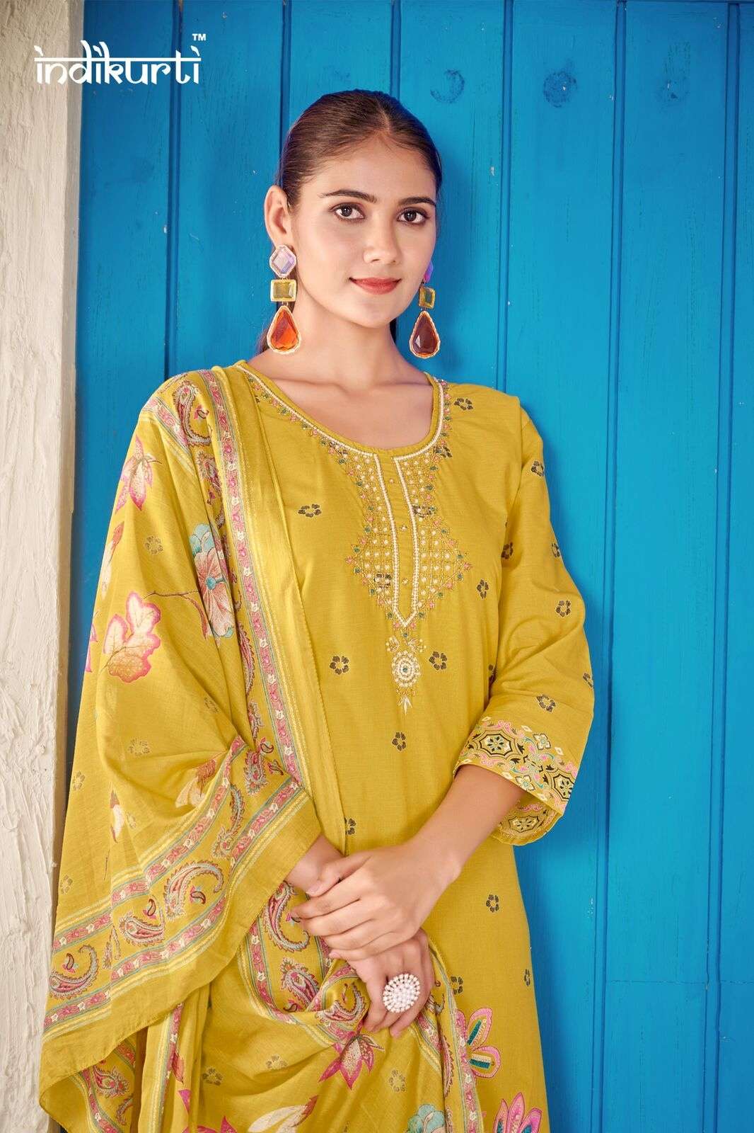 FIZA BY INDIKURTI IN PURE MULL COTTON FOIL PRINT WITH FANCY HAND WORK 