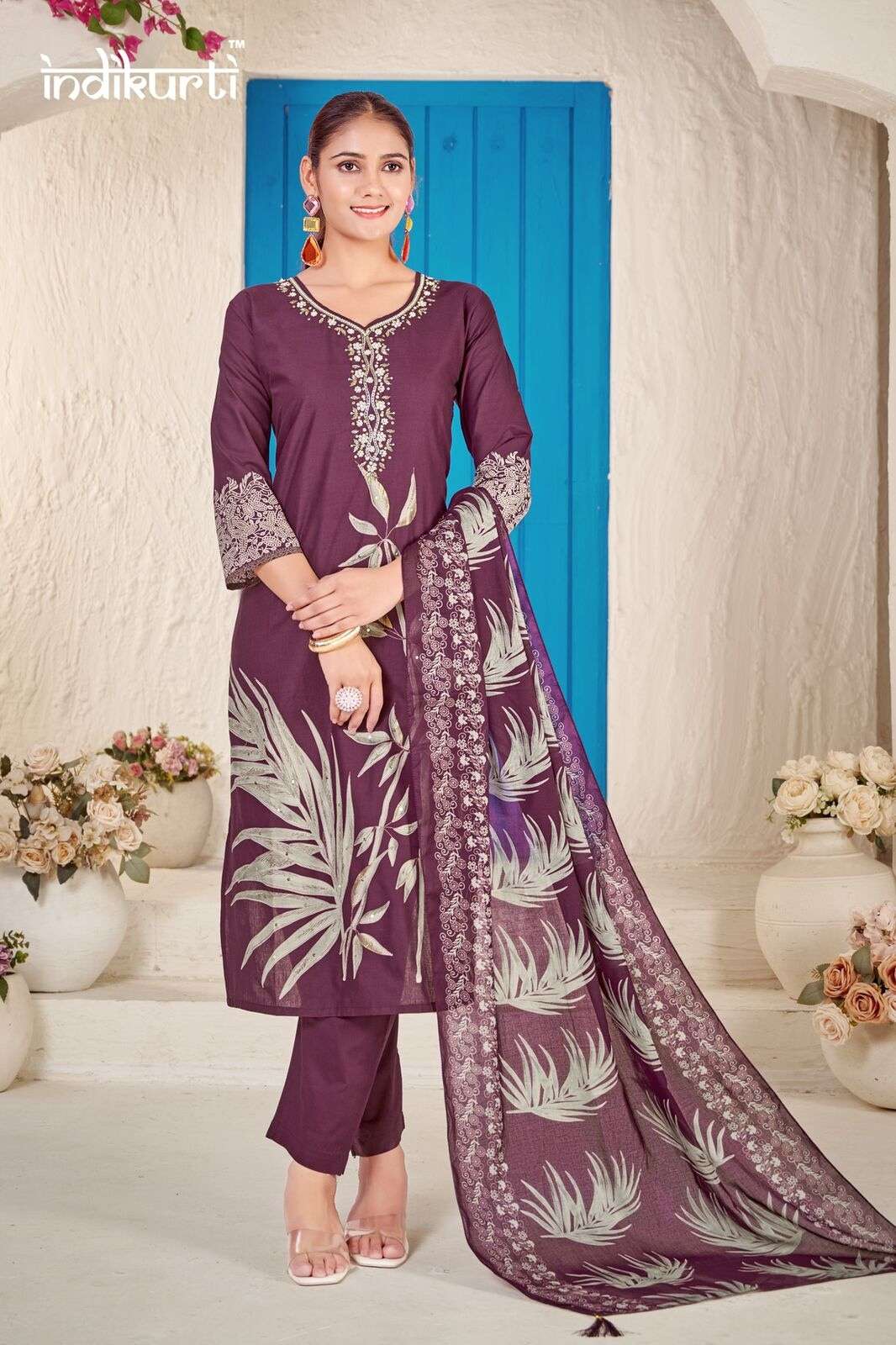 FIZA BY INDIKURTI IN PURE MULL COTTON FOIL PRINT WITH FANCY HAND WORK 