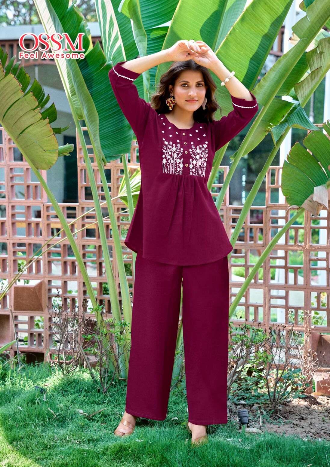 GLAMOUR BY OSSM IN JAIPURI COTTON FLEX WITH EMBROIDERY WORK CO-ORD SET 