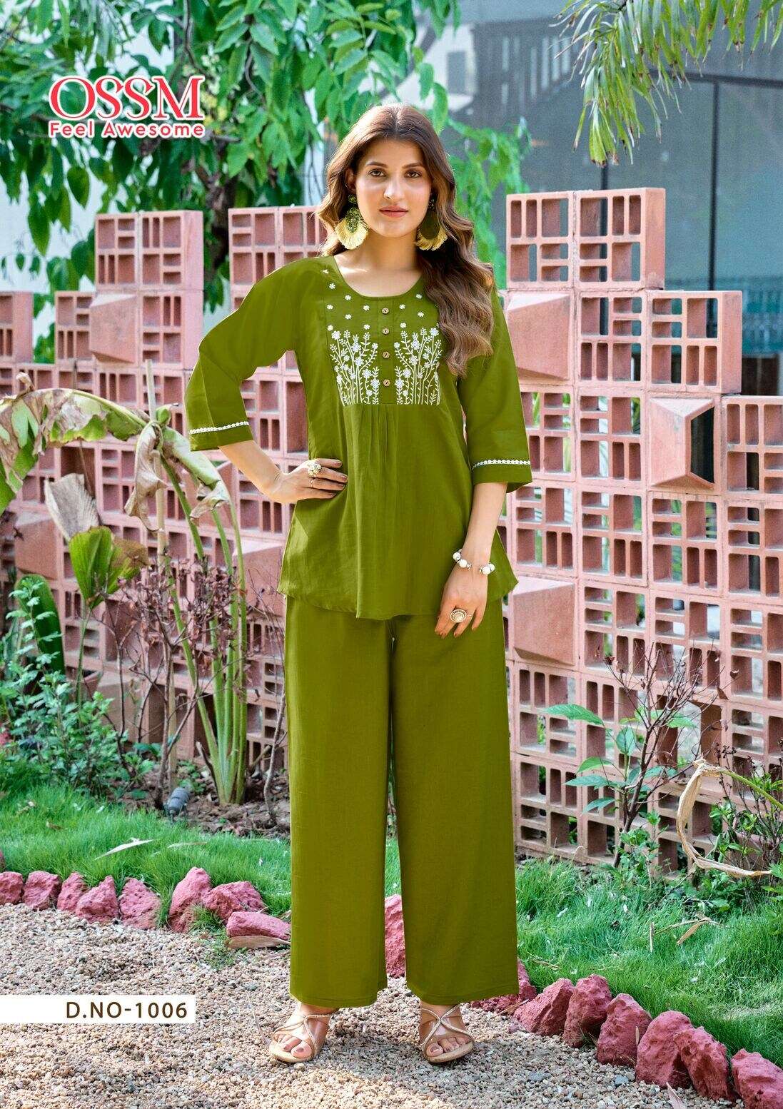 GLAMOUR BY OSSM IN JAIPURI COTTON FLEX WITH EMBROIDERY WORK CO-ORD SET 