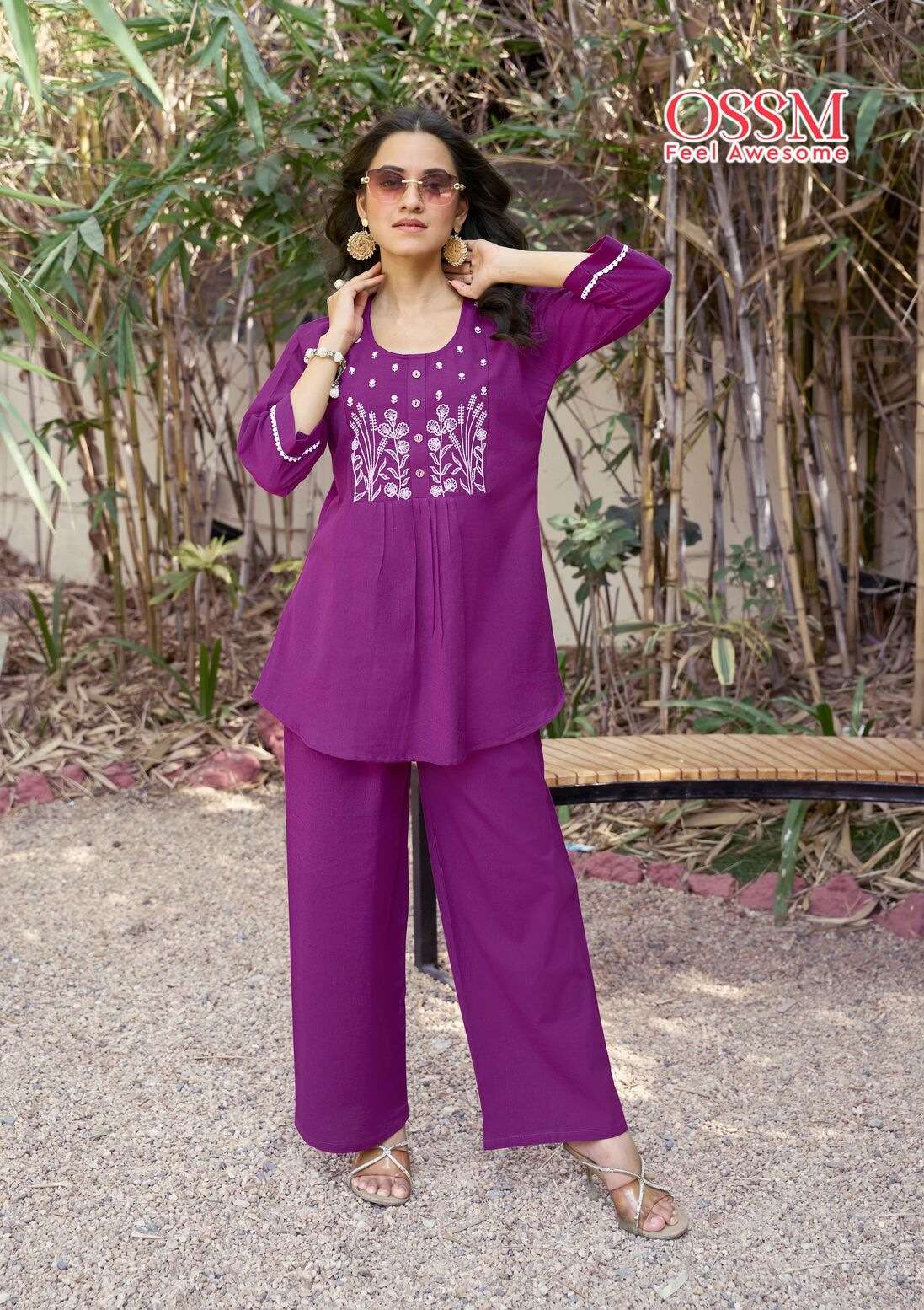 GLAMOUR BY OSSM IN JAIPURI COTTON FLEX WITH EMBROIDERY WORK CO-ORD SET 