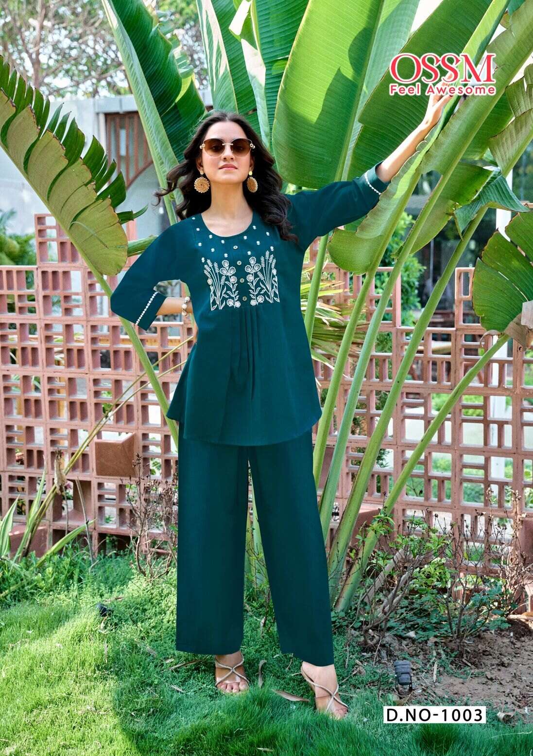 GLAMOUR BY OSSM IN JAIPURI COTTON FLEX WITH EMBROIDERY WORK CO-ORD SET 