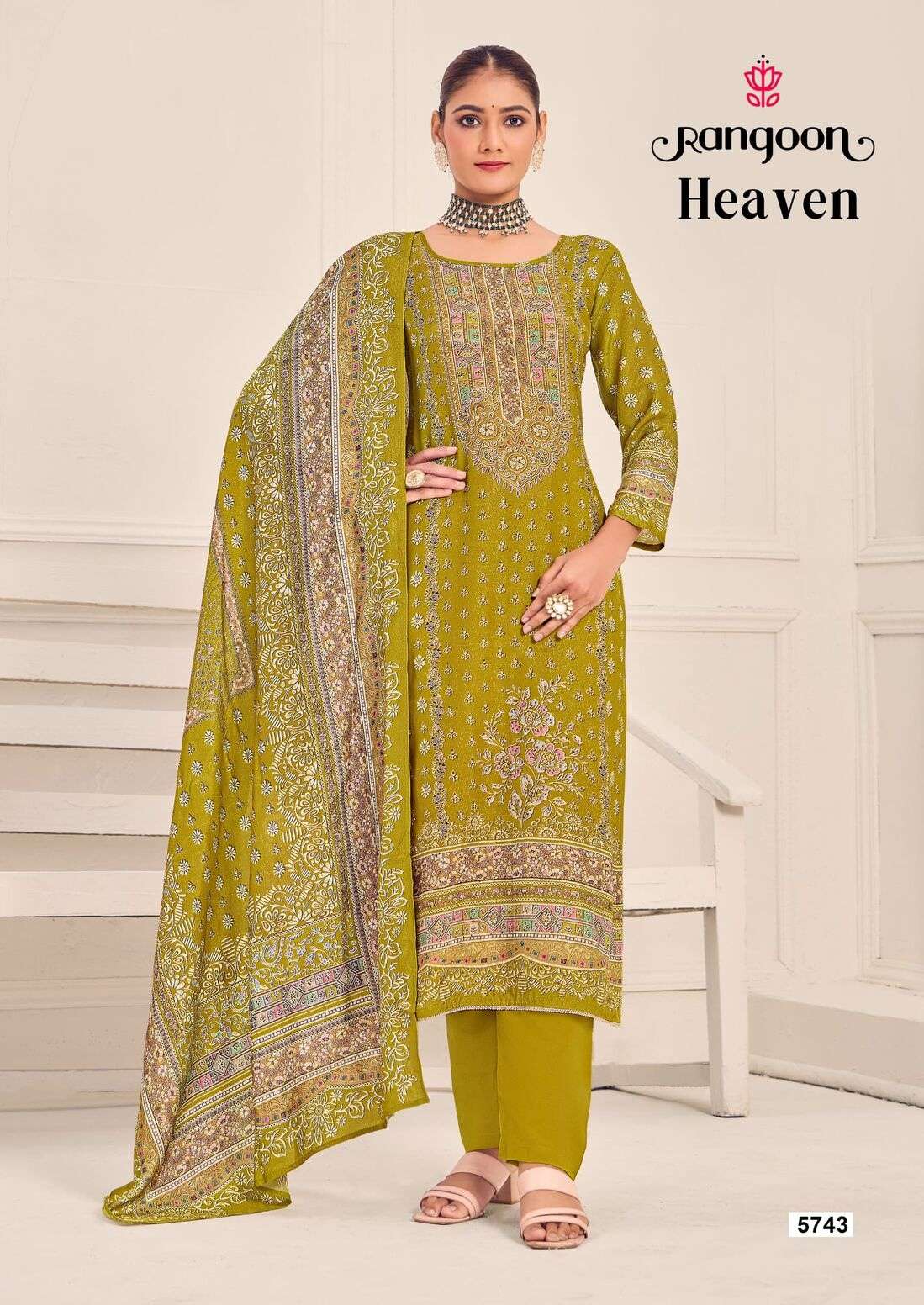 HEAVEN BY RANGOON IN PURE MUSLIN WITH PURE DIGITAL PRINT WITH AARI WORK 