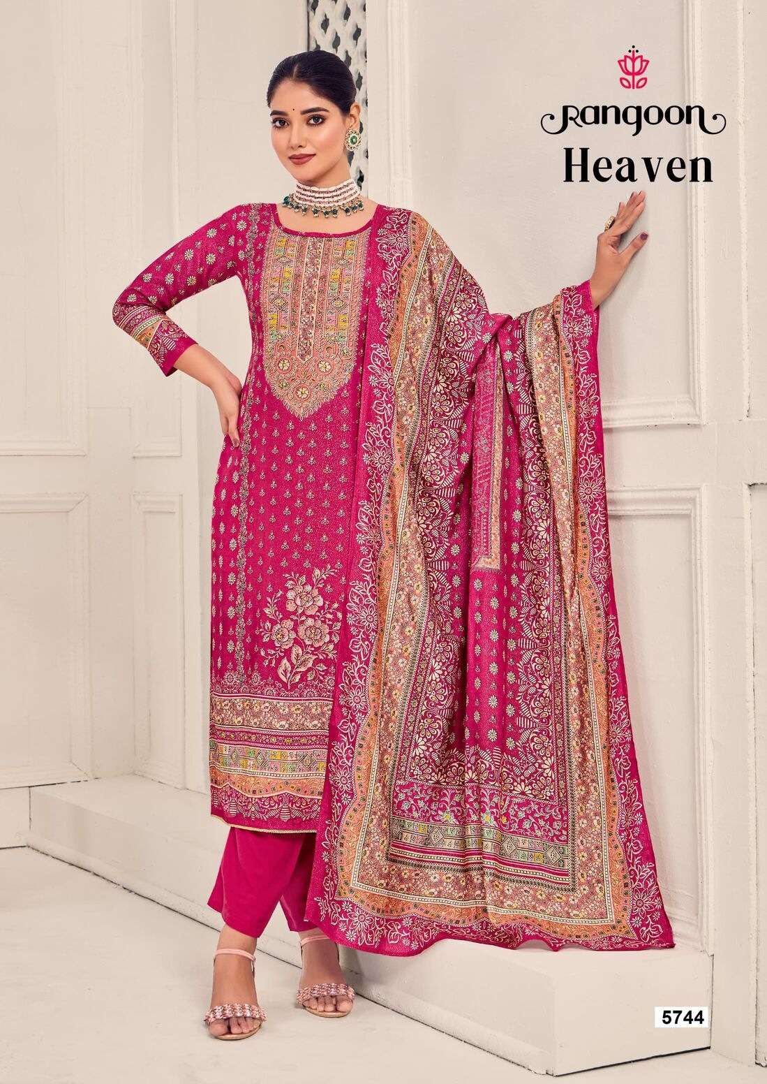 HEAVEN BY RANGOON IN PURE MUSLIN WITH PURE DIGITAL PRINT WITH AARI WORK 