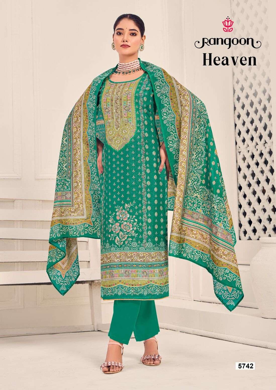 HEAVEN BY RANGOON IN PURE MUSLIN WITH PURE DIGITAL PRINT WITH AARI WORK 