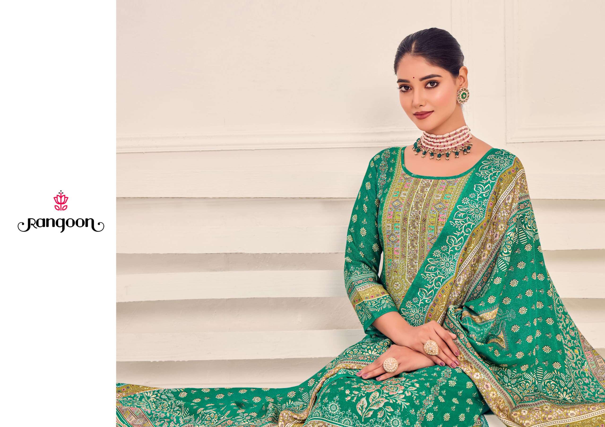 HEAVEN BY RANGOON IN PURE MUSLIN WITH PURE DIGITAL PRINT WITH AARI WORK 