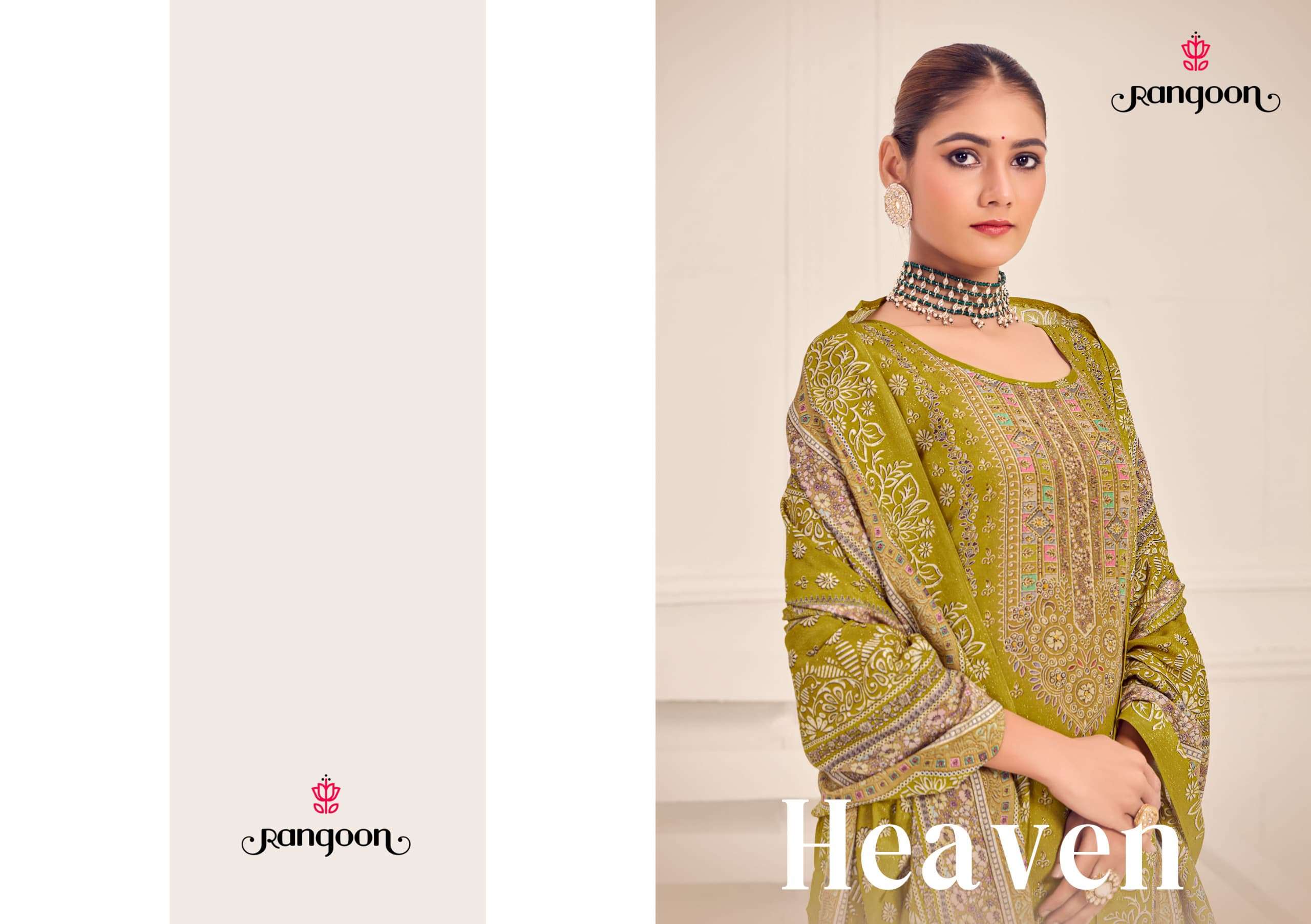 HEAVEN BY RANGOON IN PURE MUSLIN WITH PURE DIGITAL PRINT WITH AARI WORK 