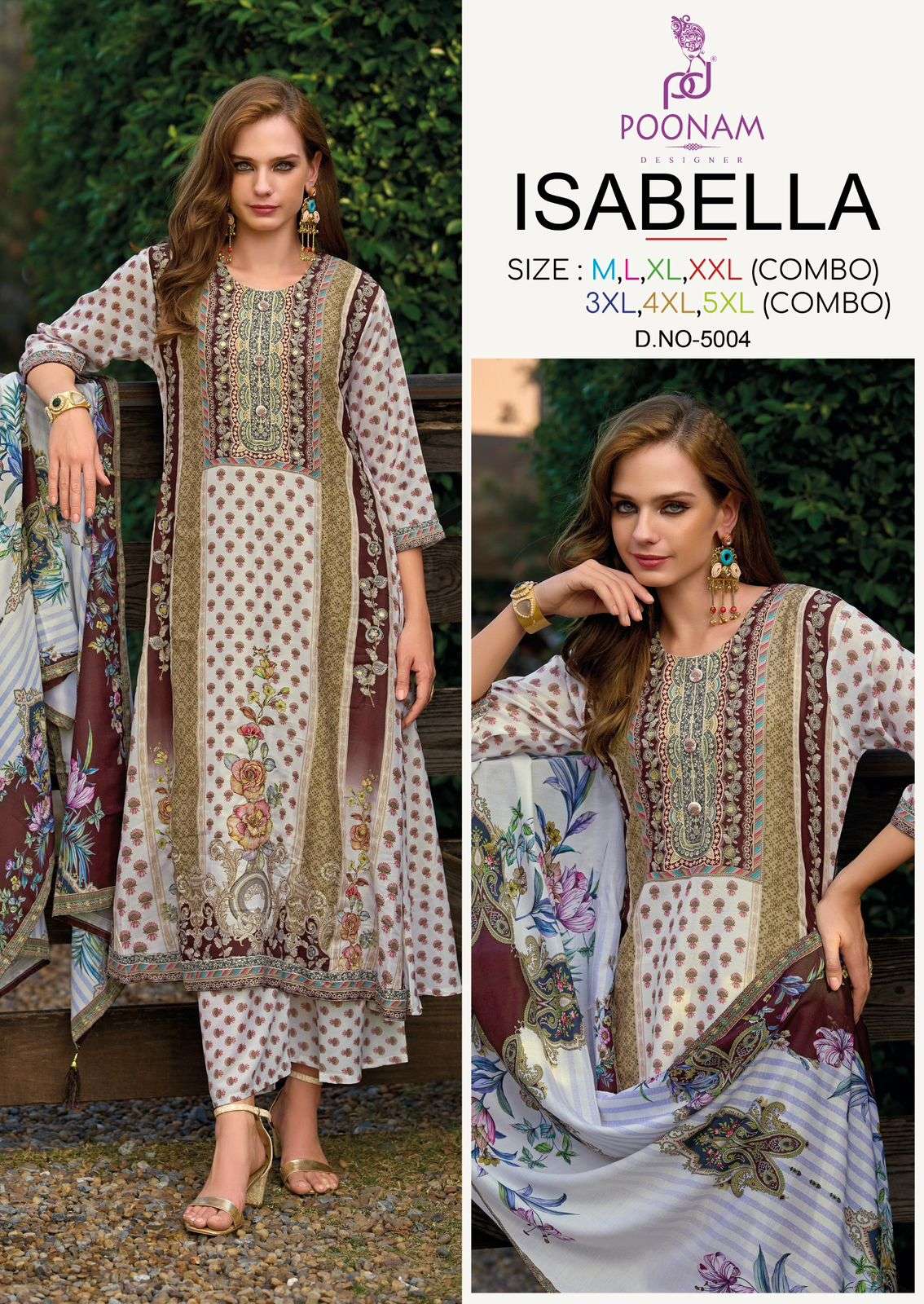 ISABELLA BY POONAM DESIGNER IN PURE LINEN DIGITAL PRINT WITH HANDWORK ANARKALI CONCEPT