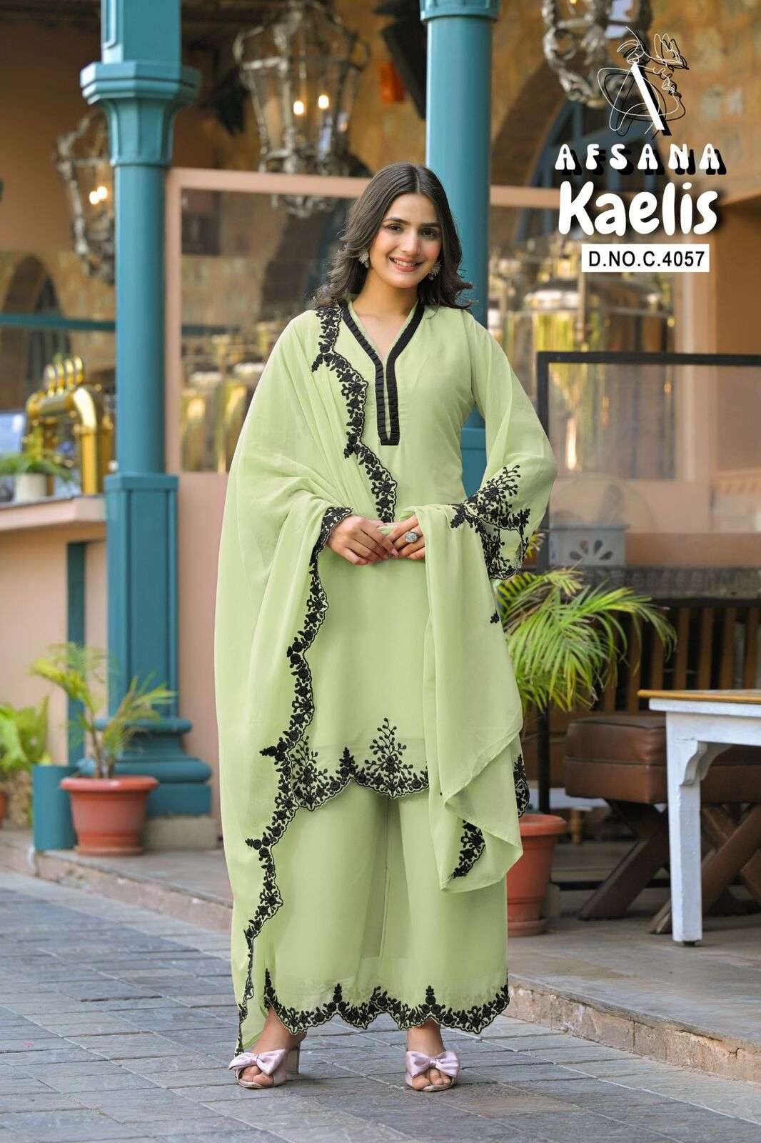 KAELIS BY AFSANA IN FOX GEORGETTA WITH HEAVY EMBROIDERED CUT WORK 