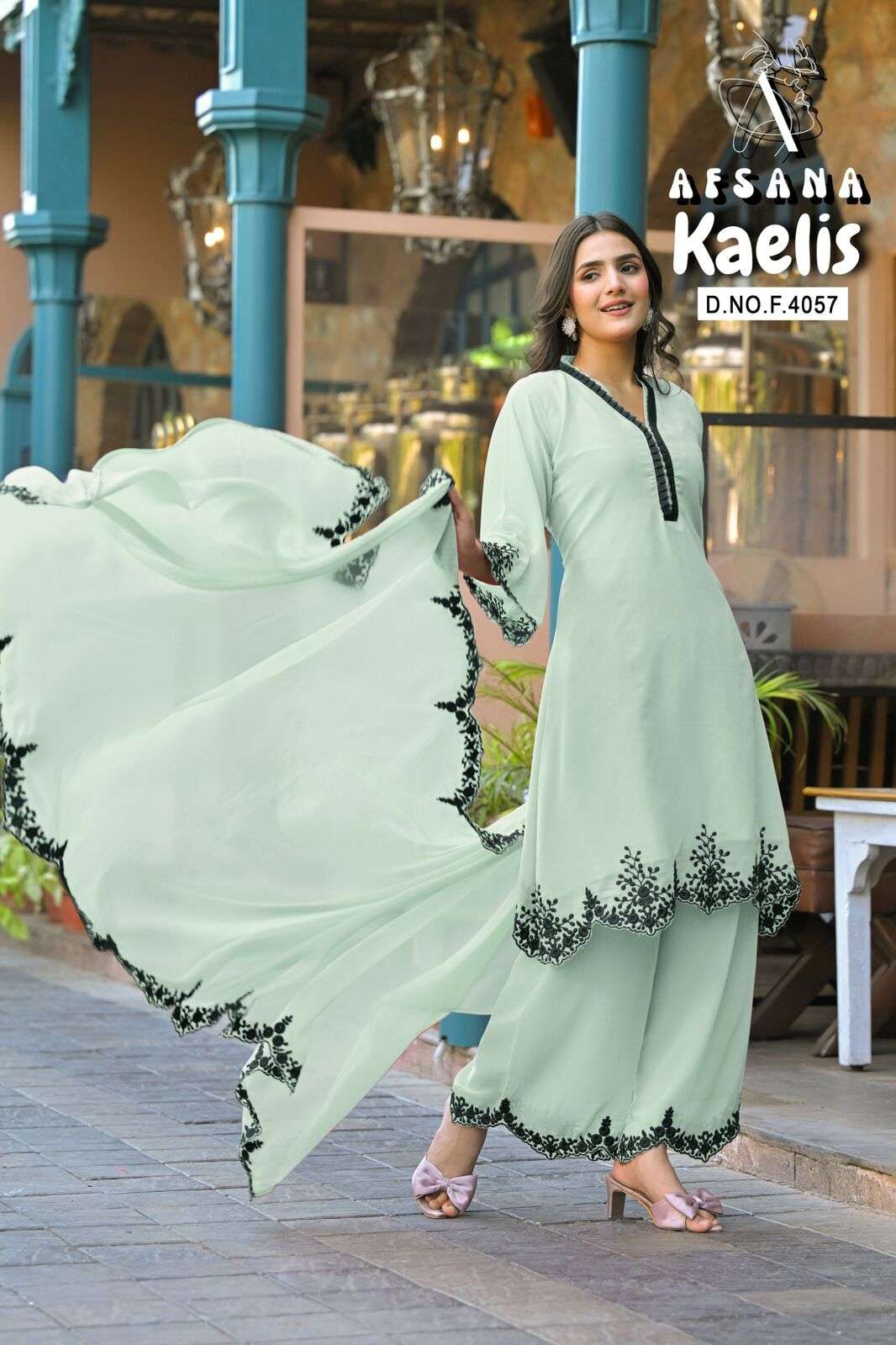 KAELIS BY AFSANA IN FOX GEORGETTA WITH HEAVY EMBROIDERED CUT WORK 