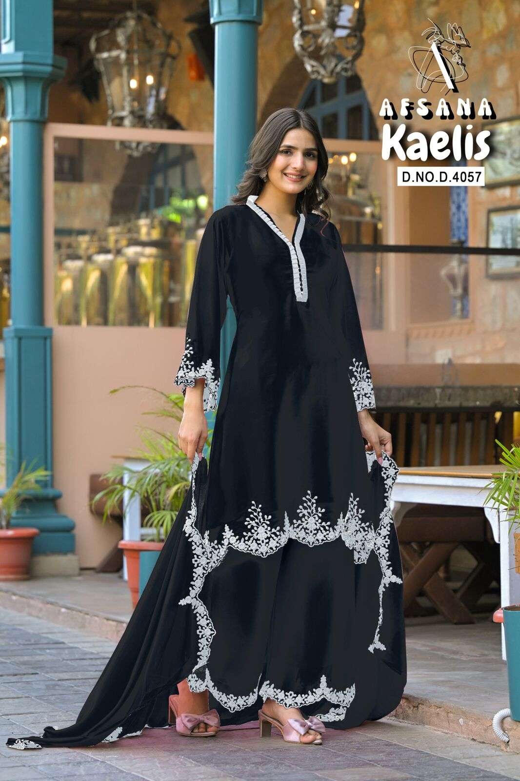 KAELIS BY AFSANA IN FOX GEORGETTA WITH HEAVY EMBROIDERED CUT WORK 