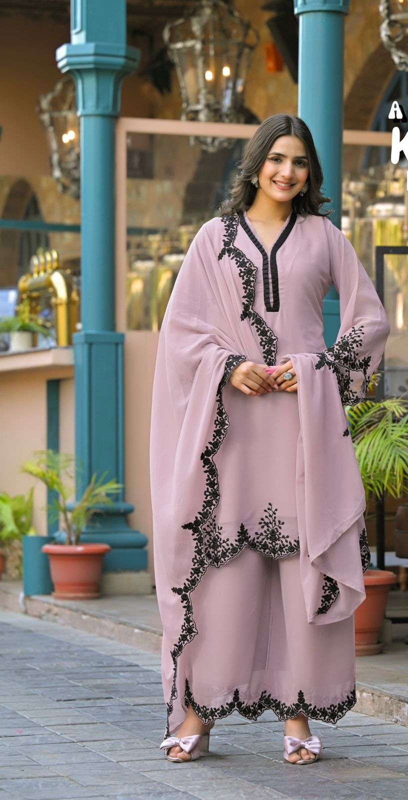 KAELIS BY AFSANA IN FOX GEORGETTA WITH HEAVY EMBROIDERED CUT WORK 