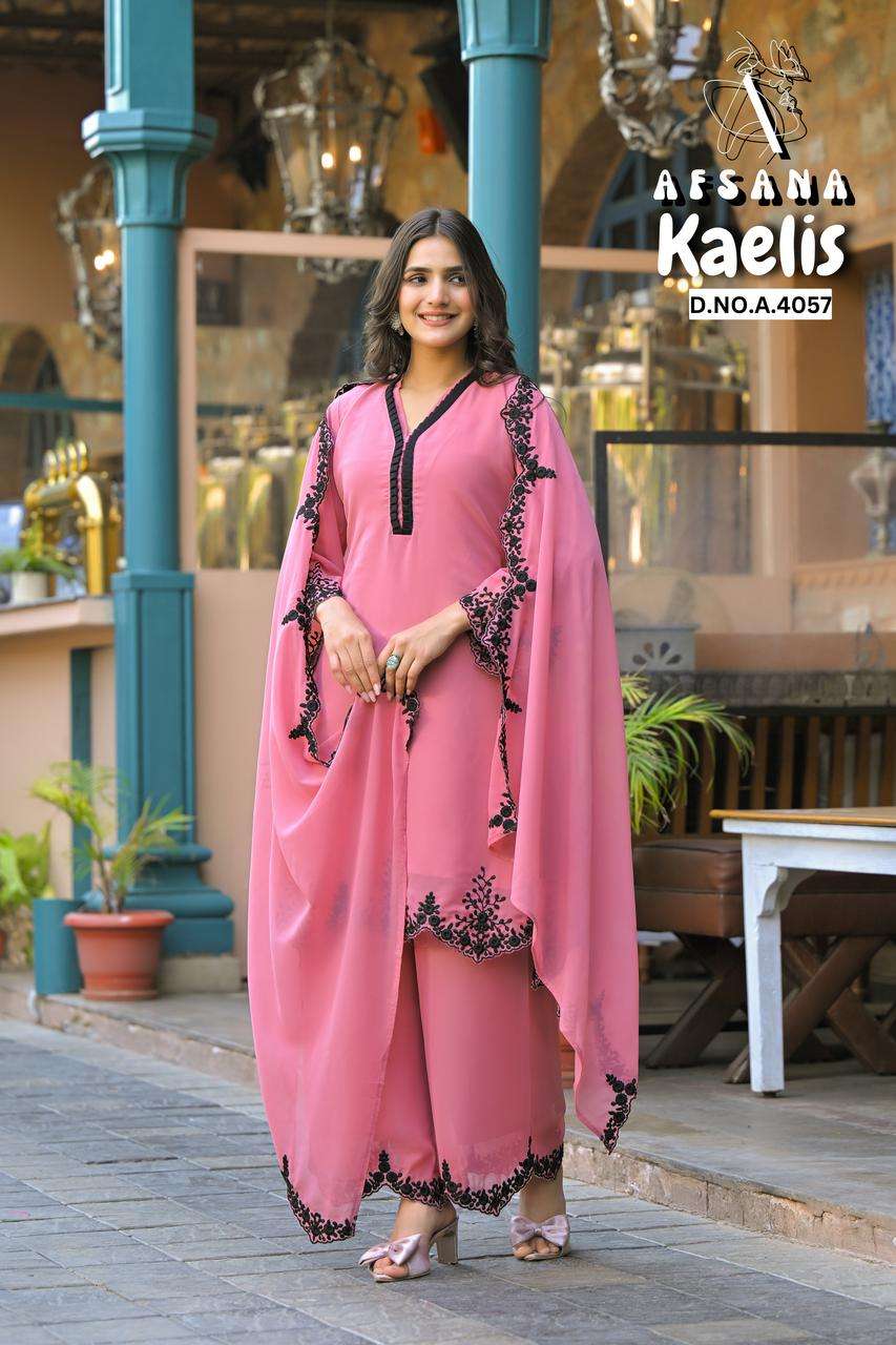 KAELIS BY AFSANA IN FOX GEORGETTA WITH HEAVY EMBROIDERED CUT WORK 