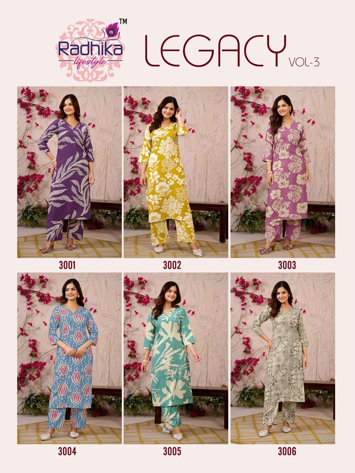 LEGACY VOL :- 3 BY RADHIKA LIFESTYLE IN HEAVY REYON PRINT CO-ORD SET 