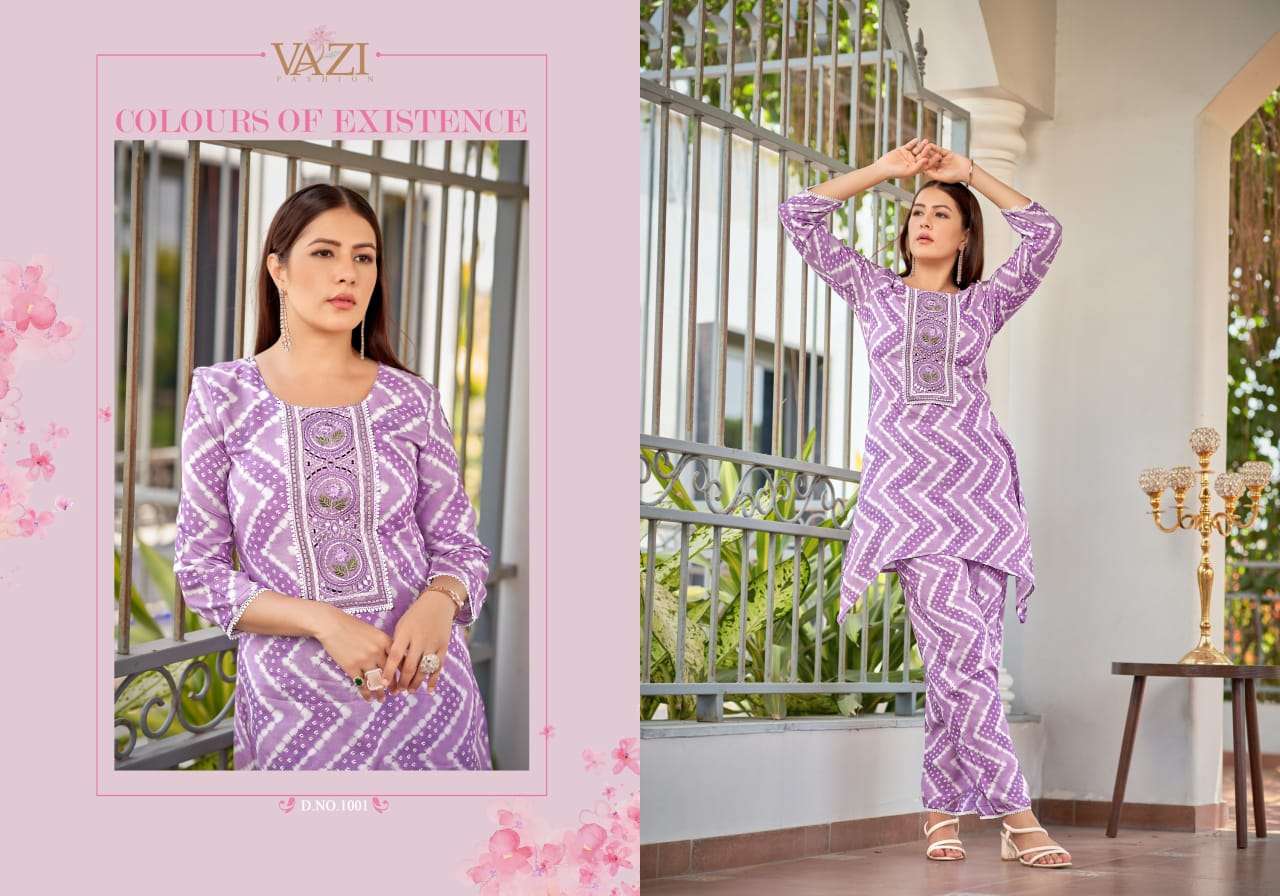 MERAKI BY VAZI FASHION IN PURE MUSLIN VISCOSE WITH HAND WORK TRENDY CORD SET