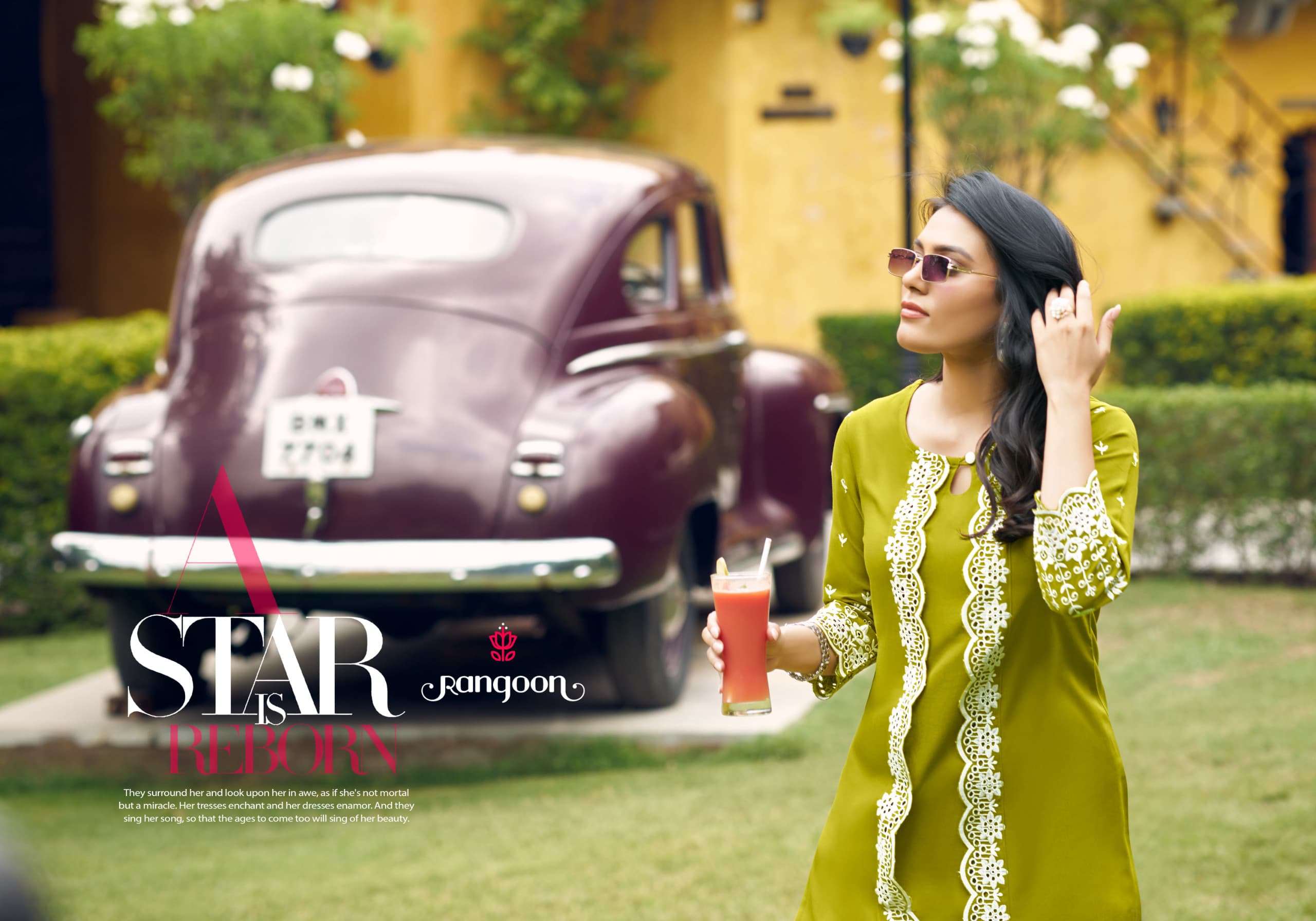 MIRALI BY RANGOON IN VISCOSE RAYON WITH FANCY CHIFFLY WORK AND LACE COAT SET 