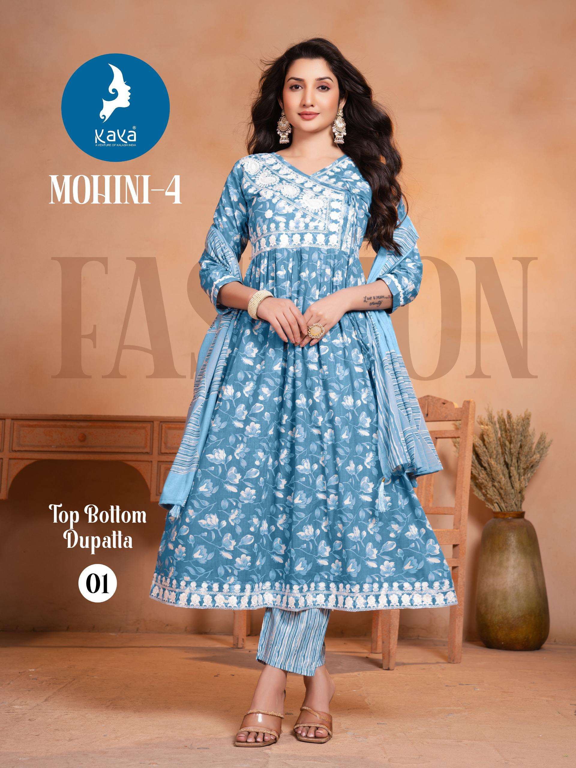 MOHINI-4 BY KAYA KURTI IN COTTON PRINT 3 PIECE CONCEPT IN ANARKALI STYLE 
