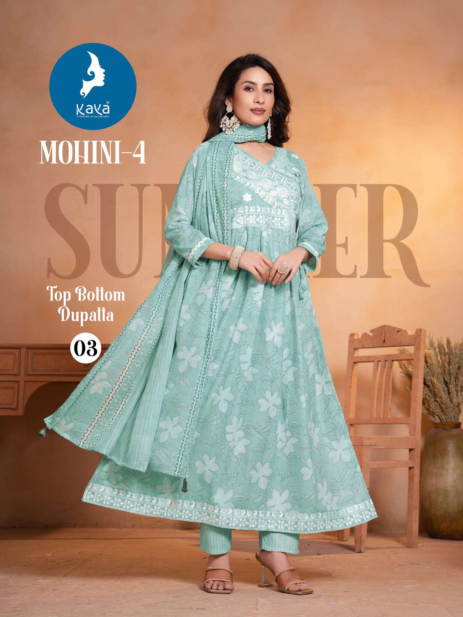 MOHINI-4 BY KAYA KURTI IN COTTON PRINT 3 PIECE CONCEPT IN ANARKALI STYLE 