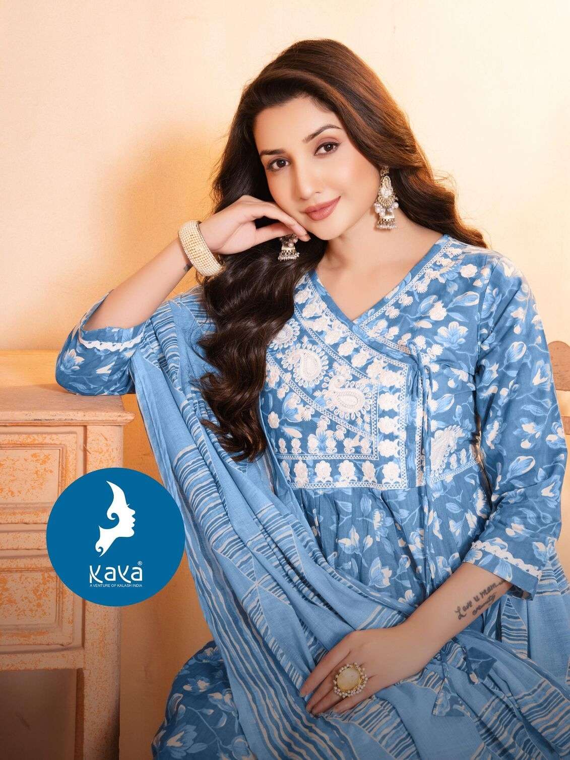 MOHINI-4 BY KAYA KURTI IN COTTON PRINT 3 PIECE CONCEPT IN ANARKALI STYLE 