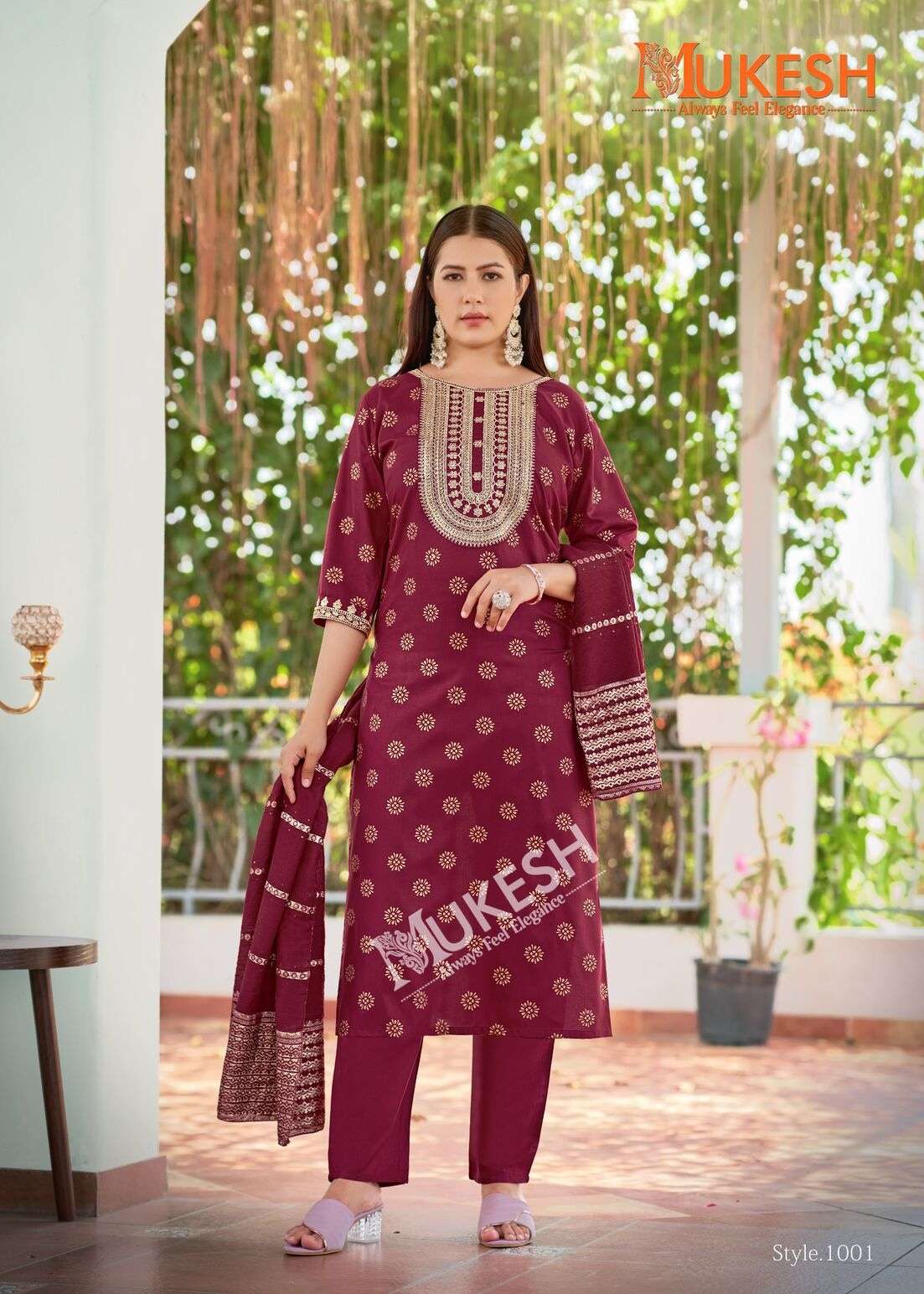 MUSKAAN BY MUKESH IN RAYON WITH EMBROIDERY WORK & FOIL PRINT